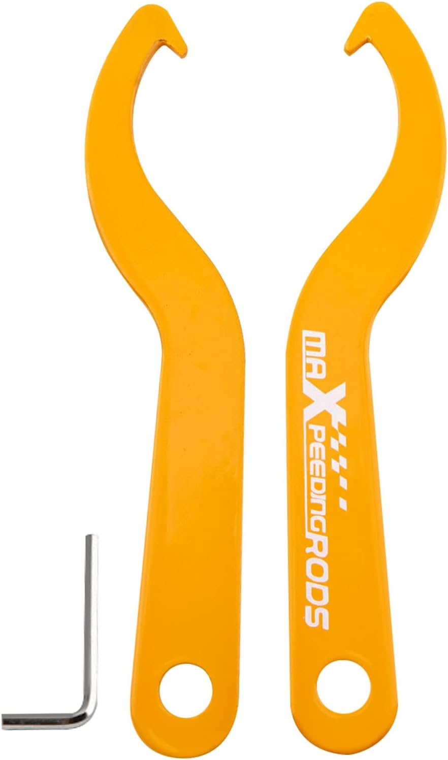 Maxpeedingrods Universal C Spanner Hook Wrench Set Coilover Spring Adjustment Tool Steel Spanner Wrench, Yellow, 2Pcs
