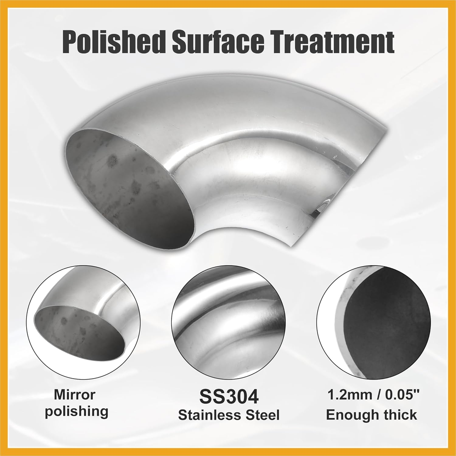 4 Pcs OD 3 Inch 90 Degree 1.2Mm Thickness Mandrel Bend Elbow SS304 Stainless Steel Bend Tube Exhaust Elbow Pipe for Car Modified Exhaust System image number 3