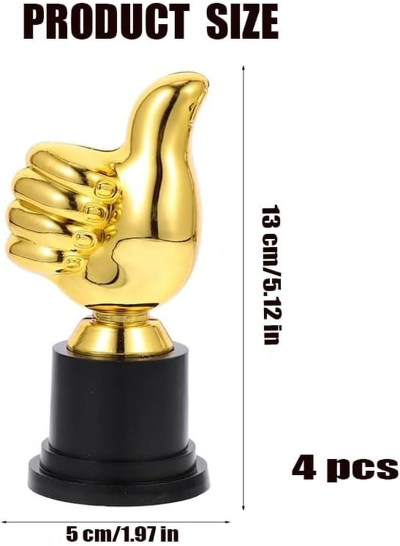 Golden Thumb Trophy,4Pcs Gold Trophy plus Thumbs Up,Trophy plus Thumbs Up,Trophies Thumbs up Trophies,Thumb Shaped Trophies Gold Trophy Awards Rewards Trophies Trophyr image number 2