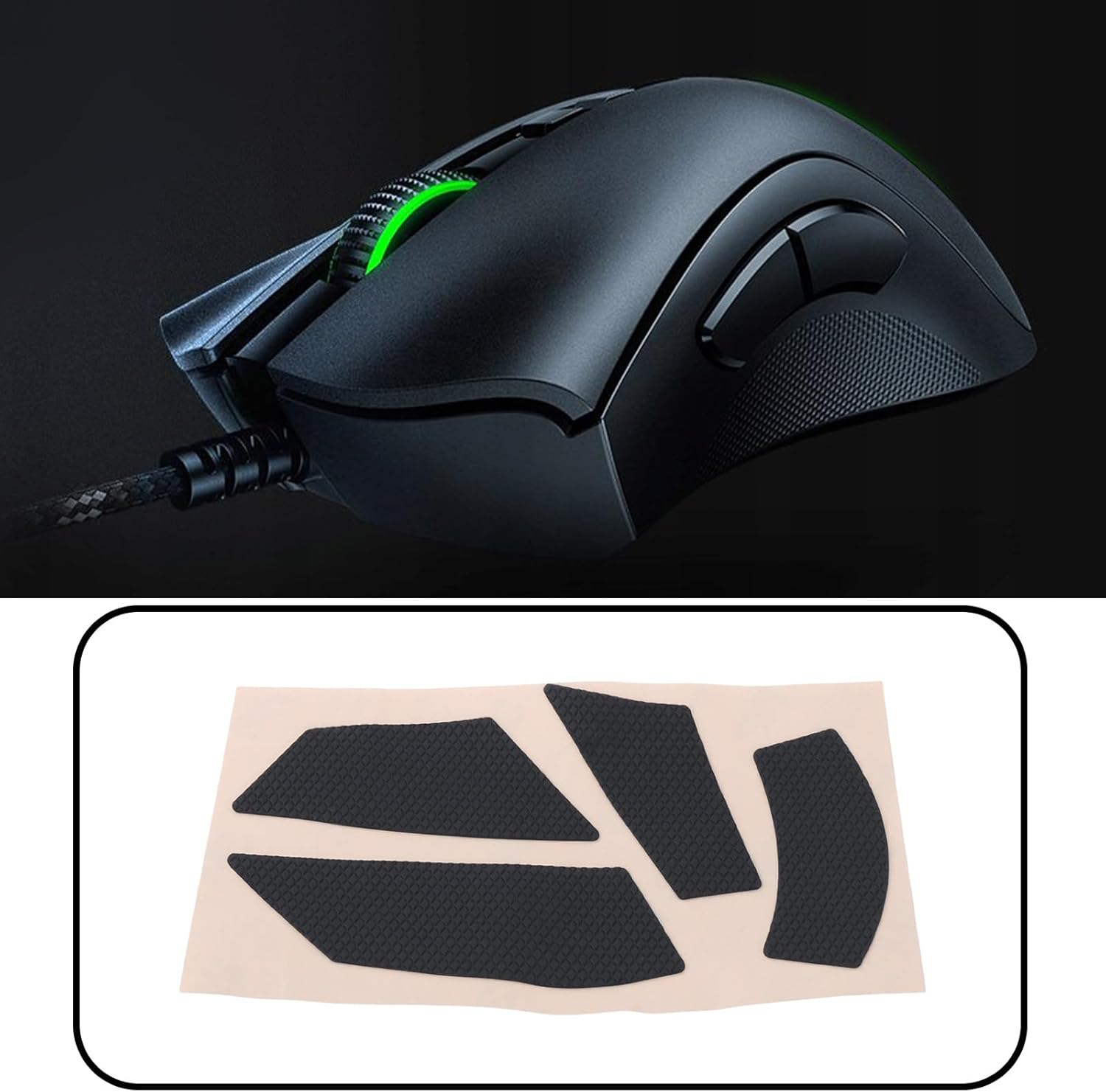 Ecsing 1 Set Razer Mouse Grip Tape Compatible with Razer Deathadder V2 Compatible with Razer Basilisk X Hyperspeed Black image number 1