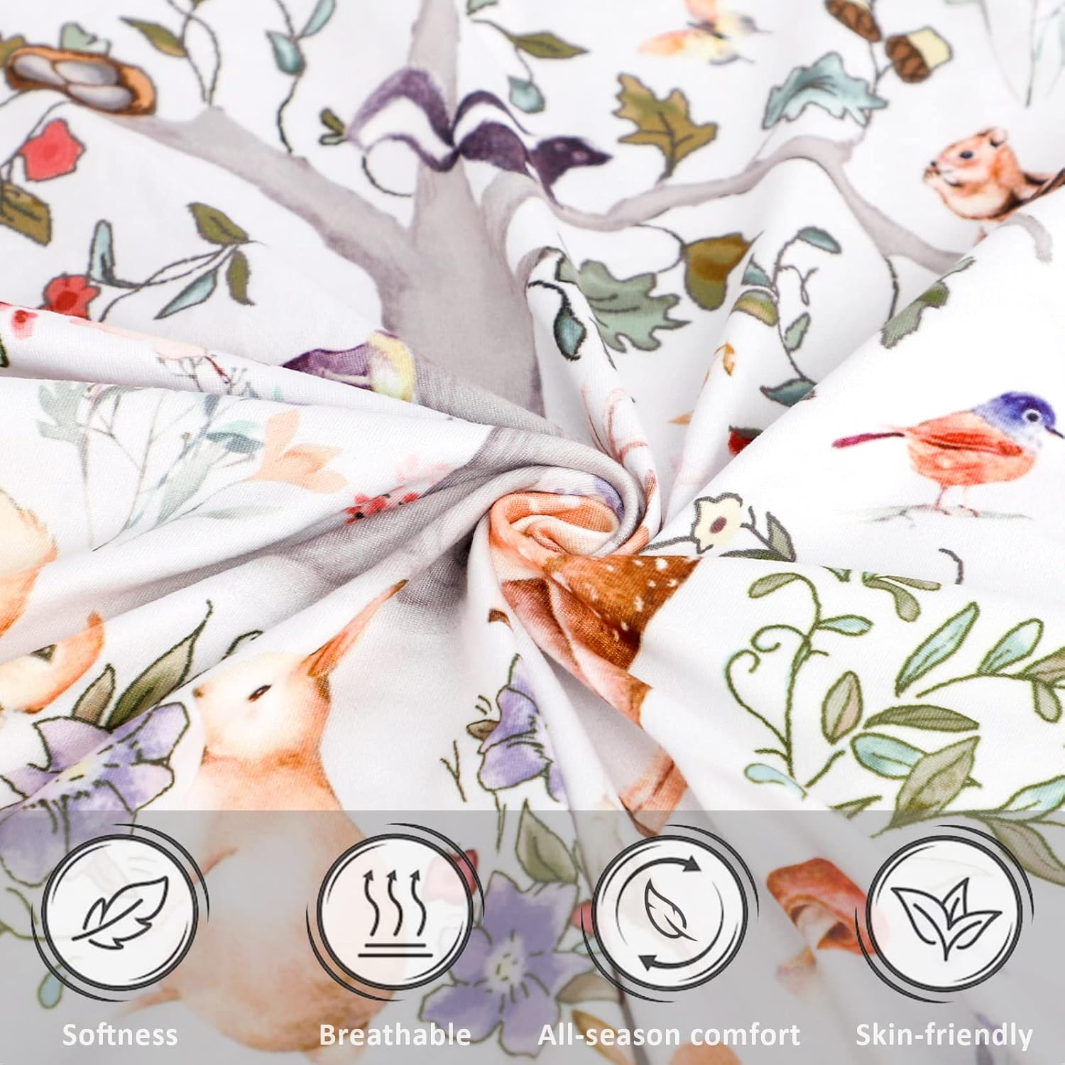 Fitted Crib Sheet 2 Pack, Crib Sheets 28"X 52" for Boys & Girls, Super Soft Breathable Toddler Bed Sheets for Standard Crib & Toddler Bed Mattress, Woodland Animal image number 4