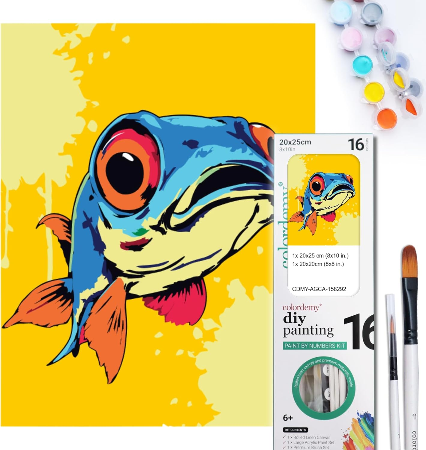 COLORDEMY 2-In-1 Paint by Numbers Kit - Rolled Canvases (20X25Cm & 20X20Cm), 16 Colours, Brushes & Paints Included - Fun for Adults & Kids, Perfect for Parties or Group Painting (Unicorn Design)