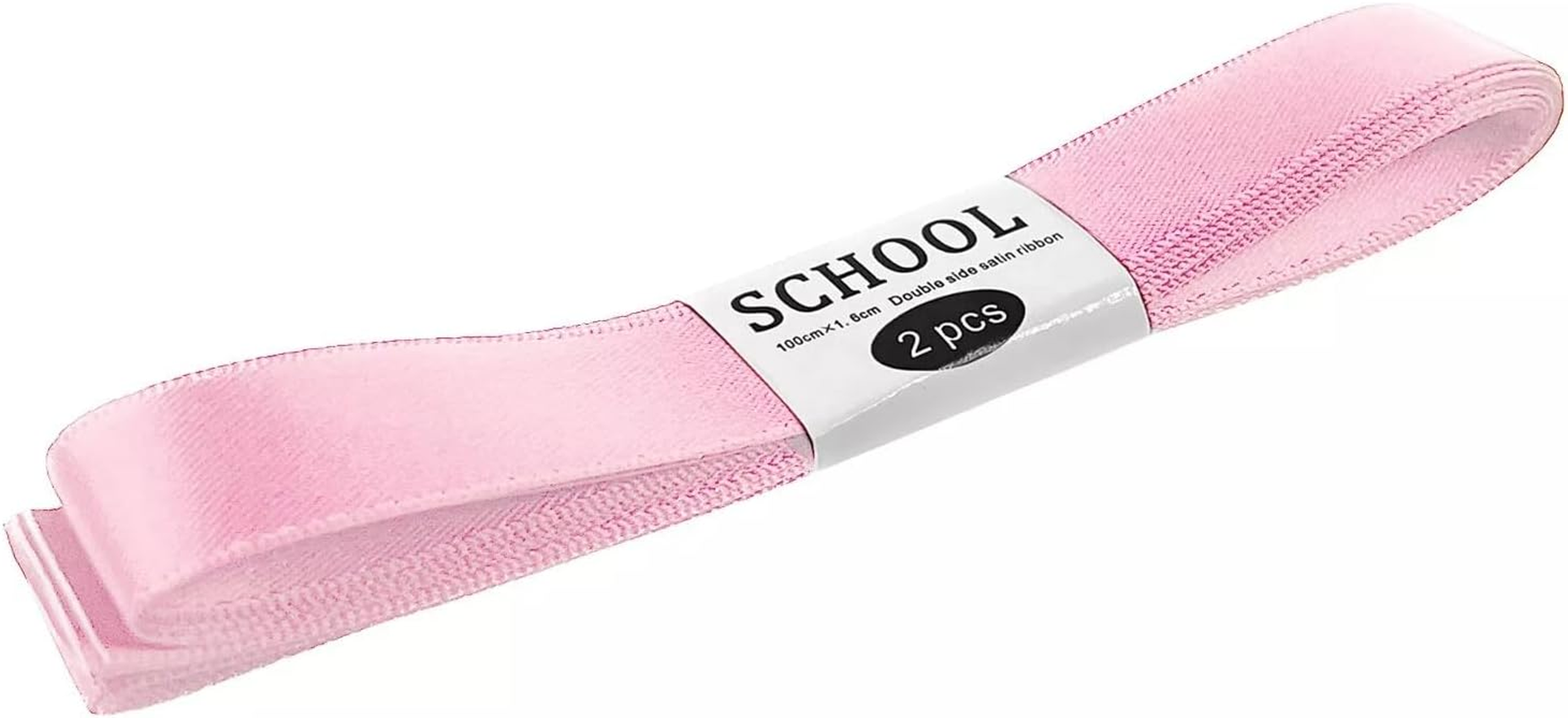 2Pcs Satin Ribbon Hair Bow Tie Double Side Kids Girls DIY Crafts School Colours (White) - Black image number 2