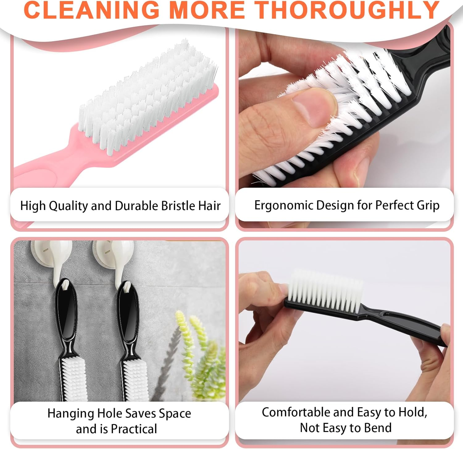 8 PCS Nail Brush for Cleaning Fingernails, Handle Grip Nail Scrubber Brush, Cleaner Brushes Manicure Tools Scrub Brushes Kit, Toenail Brush to Clean under Nails Pedicure Foot Small Brush Women Men image number 5