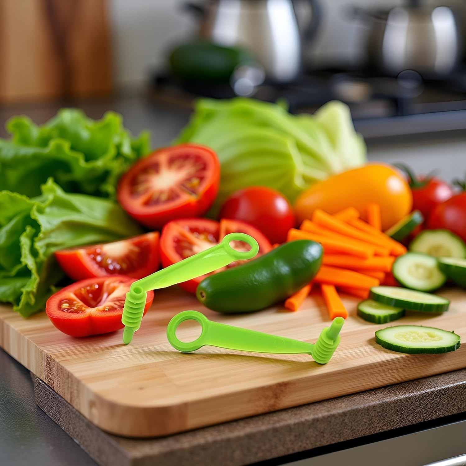 2Pcs Green Spiral Slicer Blade Hand Slicer Cutter Potato Cucumber Vegetables Spiral Knife Kitchen Tool Accessories, Manual Screw Peelers Kitchen Dining Tools image number 2