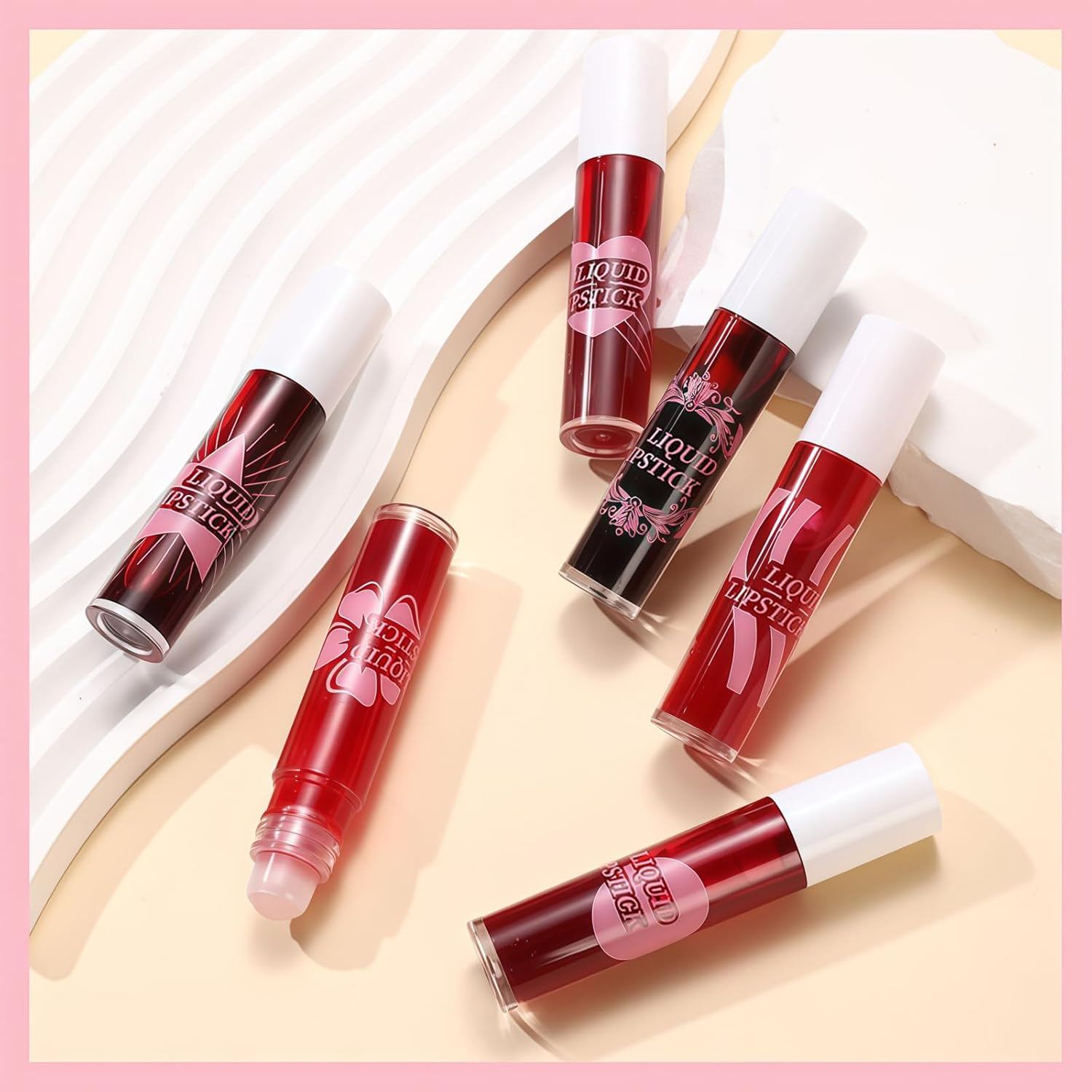 DAGEDA 6 Colors Lip Tint Stain Set, Moisturizing & Lightweight Roll-On Lip Stain, Vibrant Color Lip Tint, Water-Proof, Transfer-Proof, Non-Sticky，High Pigmented Lip Tints for Women
