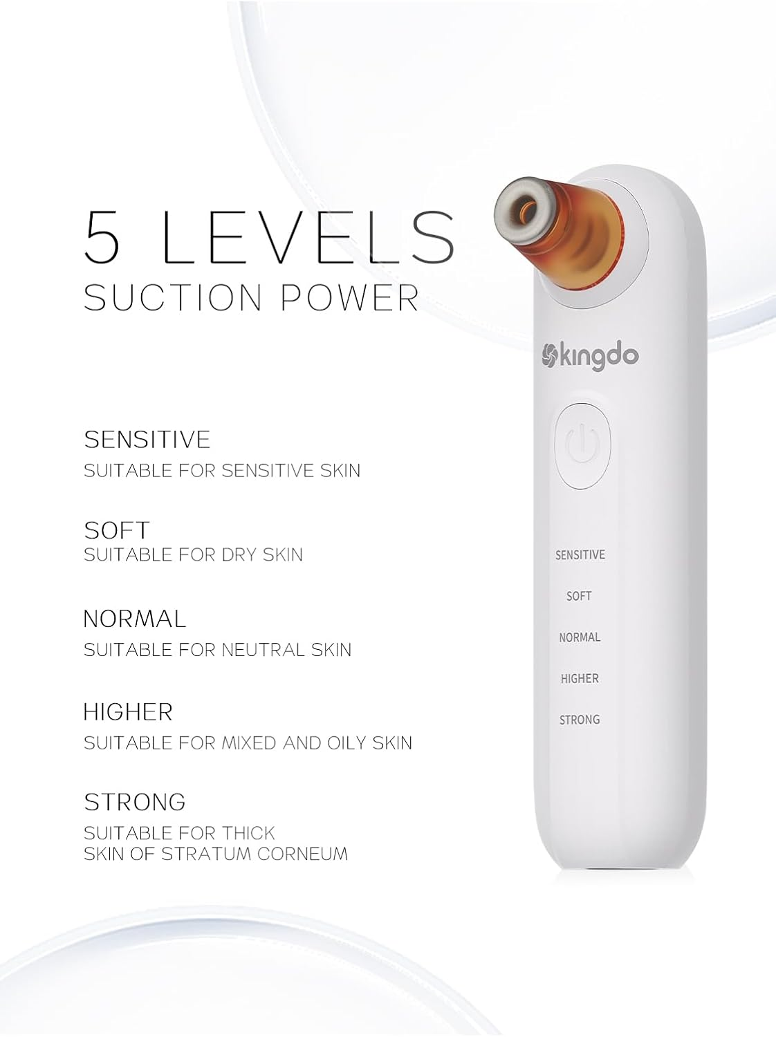 Kingdo Microdermabrasion Machine for Face, 2-In-1 Diamond Dermabrasion & Pore Vacuum, 5 Suction Levels with 5 Replaceable Tips, Exfoliating Skin Care Device for Home Use