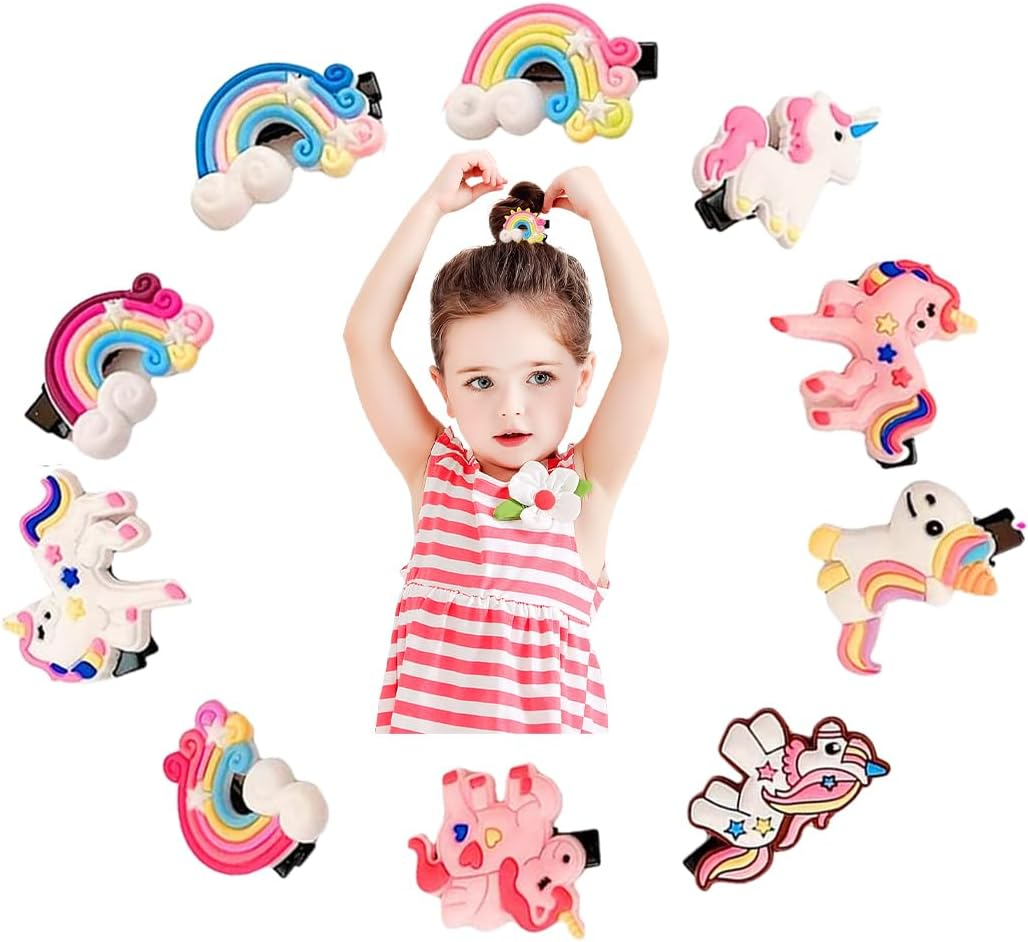 Weddhuis Pack of 10 Hair Clips Girls, 10 Pieces Hair Accessories for Babies/Girls, Unicorn Hair Clip, Cute Clips for Baby Girls, Women image number 4