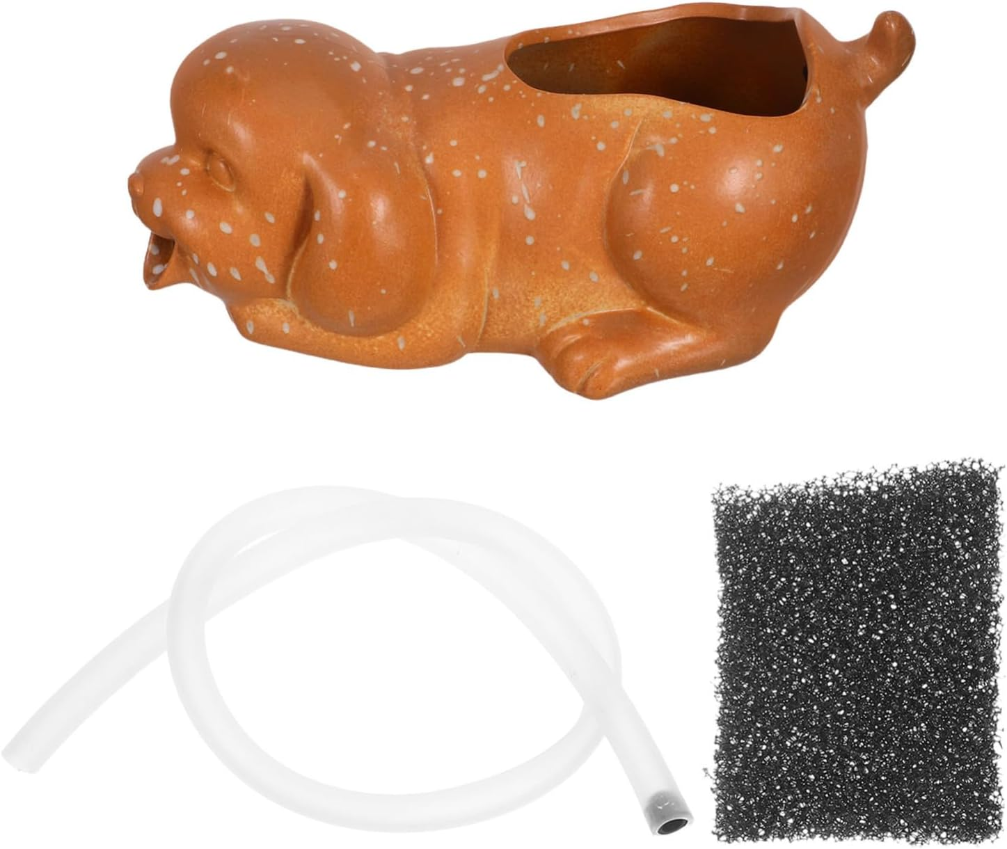 Ceramic Dog Fountain Spitter for Garden Outdoor Jar Circulating Waterfall Jar with Efficient Filtration Ceramic Material Playful Aquarium Decoration