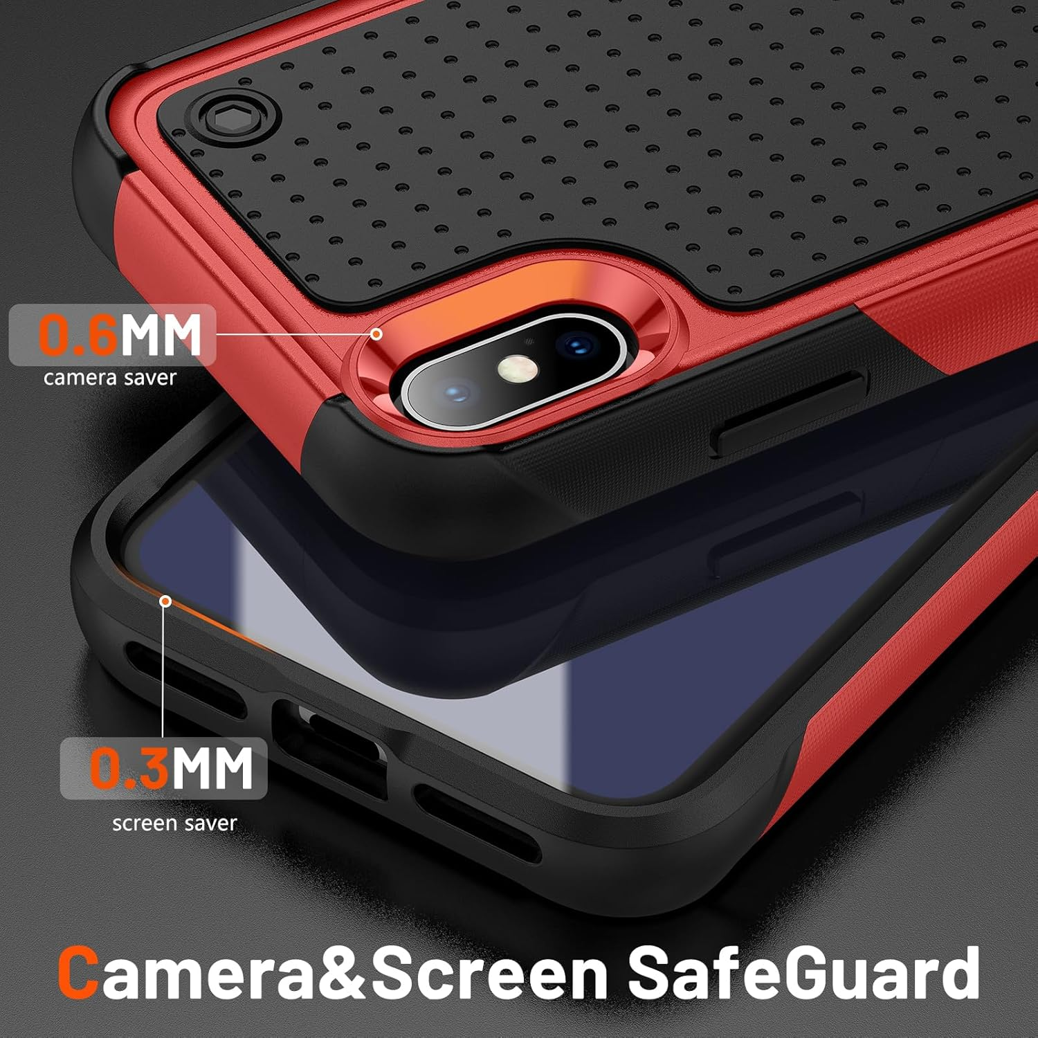 Asuwish Phone Case for Iphone Xs X 10 10S with Tempered Glass Screen Protector Cover and Rugged Accessories Protective Dual Layer Iphonex Iphonexs Iphone10 I Phonex SX 10X 10Xs X&rsquo;S Women Men Red