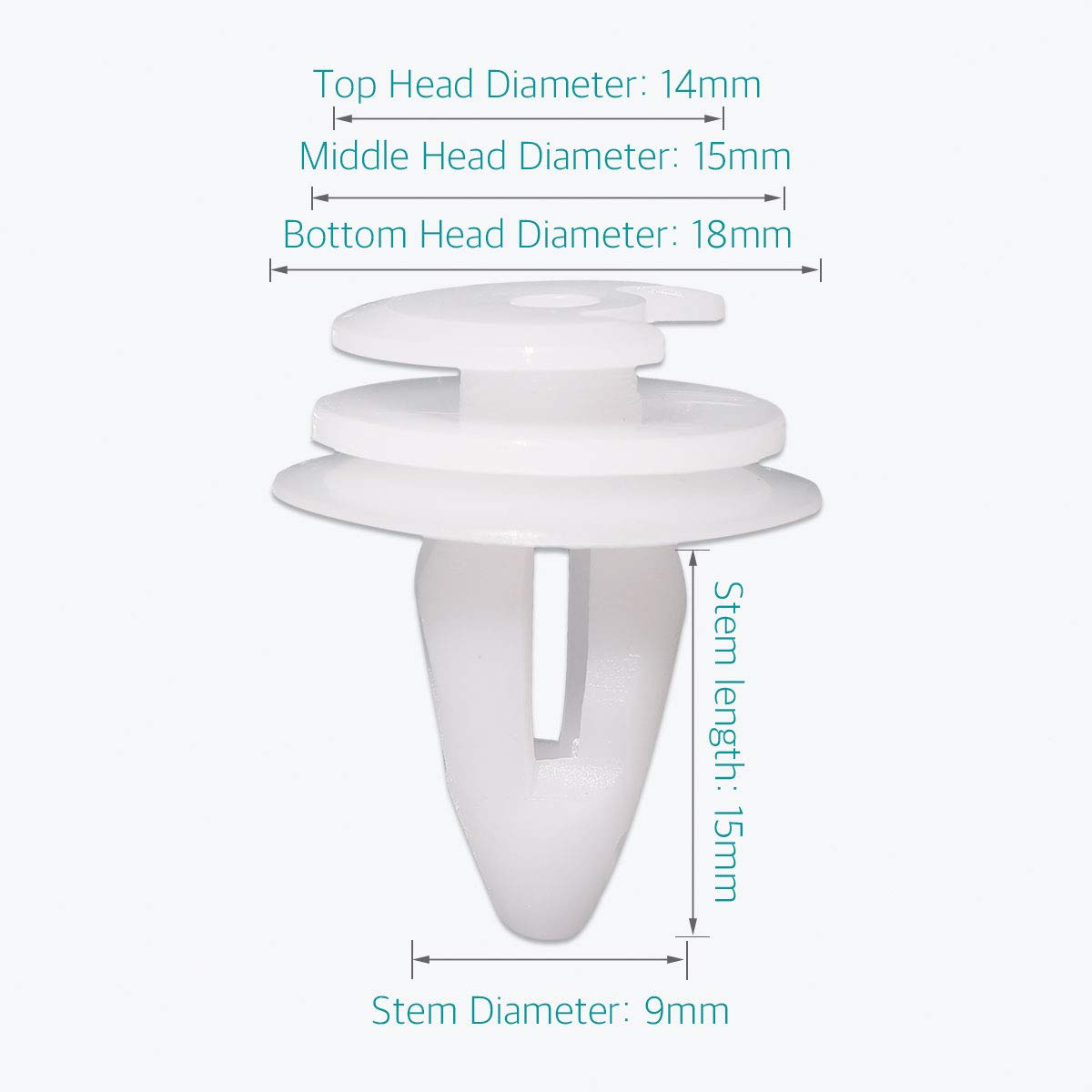 Lantee 20 Pcs 9Mm White Door Trim Panel Retainer Clips for BMW #51411973500 Series 3, 5 & 7 1987 - On image number 3