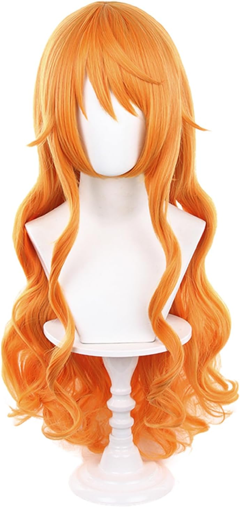 Tongtta Orange Wavy Nami Cosplay Wig Halloween Costume Party Wig for Women
