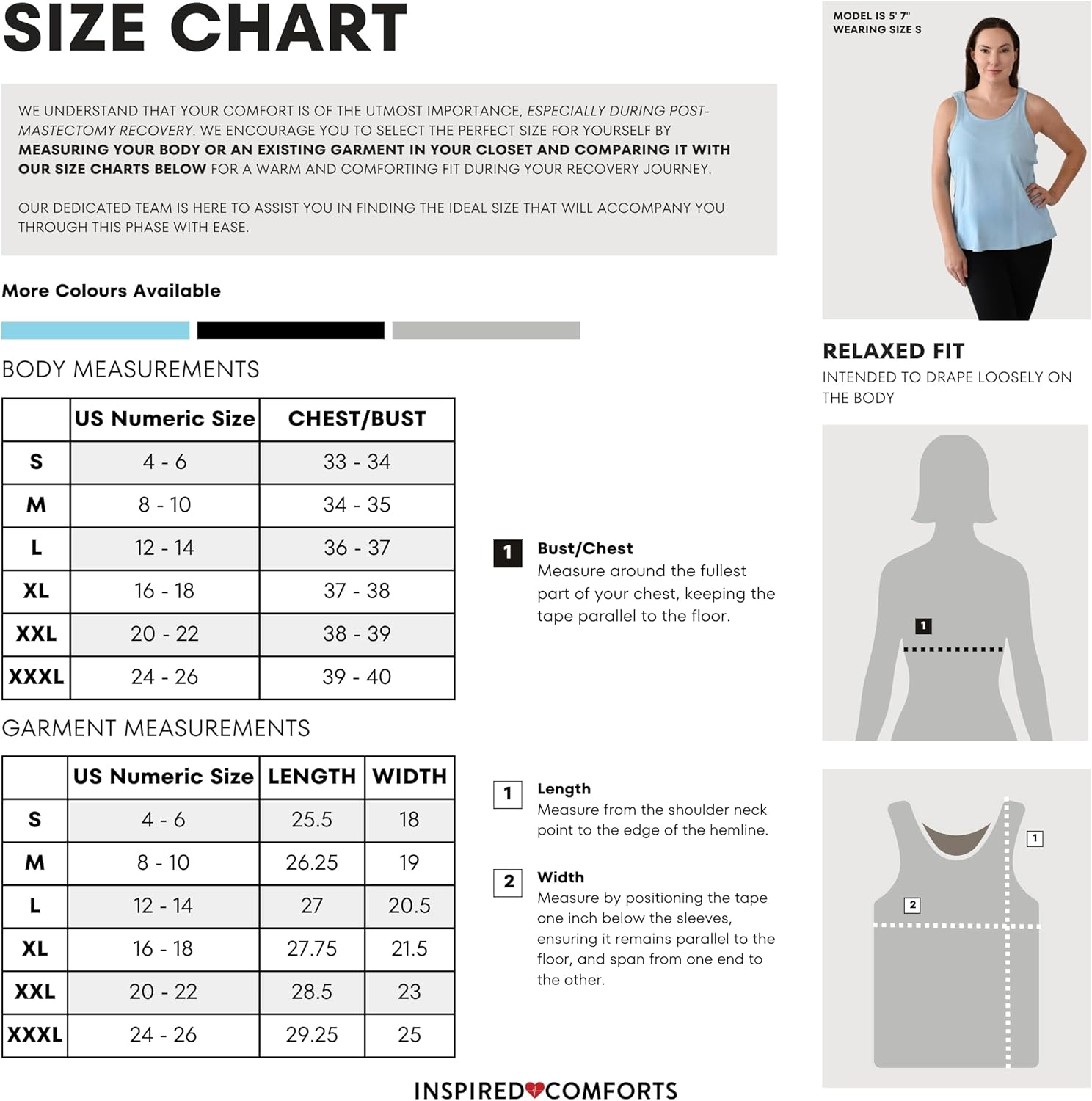 Inspired Comforts Mastectomy Recovery Tank Top with Drain Pocket & Snap-Access