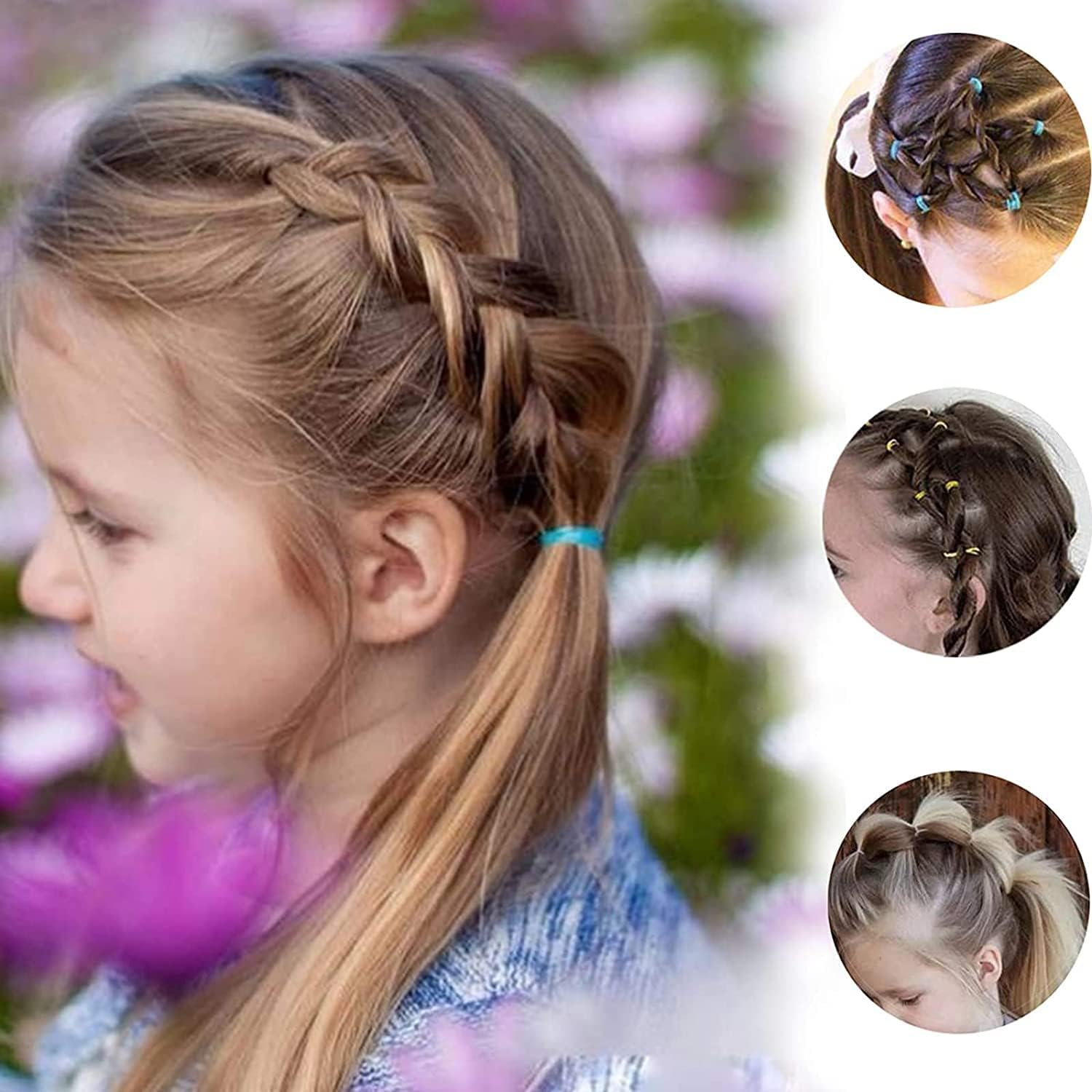 Elastic Hair Ties 1000 Pcs Hair Elastics in Multicolors with 1Pcs Hair Bands Cutter Remover & 2Pcs Hair Tail Tools for Toddler Infants Kids Girls Women (Jelly)