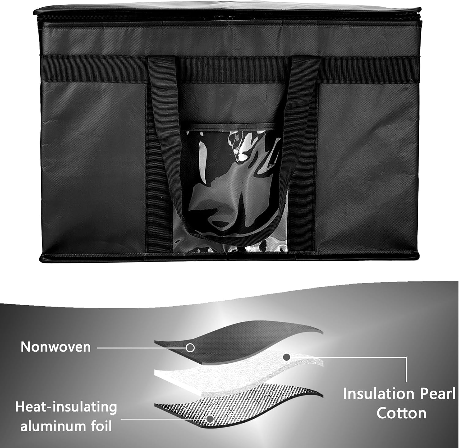 'Yalin XXXL Large Insulated Cooler Bag, Styrofoam Cooler of Keep Food Hot or Cold, Reusable Double Zipper Food Delivery Bag for Grocery Shopping, 23'' W X 15'' H X 14'' D' image number 3