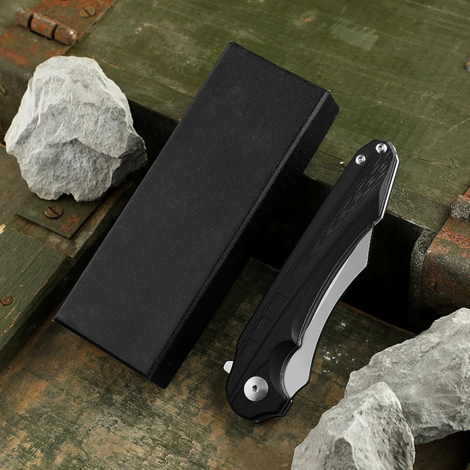 Knife Master 8.7 Inch Folding Knife, D2 Steel for Camping, Outdoors, Bushcraft and Survival, G10 Handle image number 1