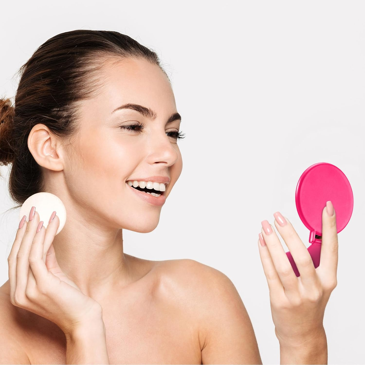 Yalikop 72 Pcs Compact Mirror Bulk Portable round Makeup Mirror Mini Foldable for Purse Women Travel Daily Use Mother&lsquo;S Day Gifts (Purple,Pink) image number 1