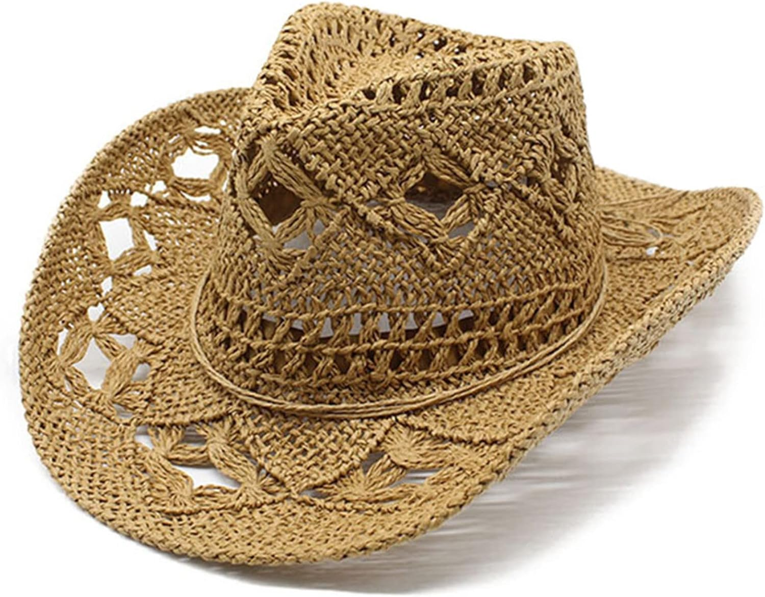 Straw Cowboy Hat for Women Unisex Wide Brim Outdoor Sports Cap Classic Summer Holiday Party Vacation Beach Sun Hat