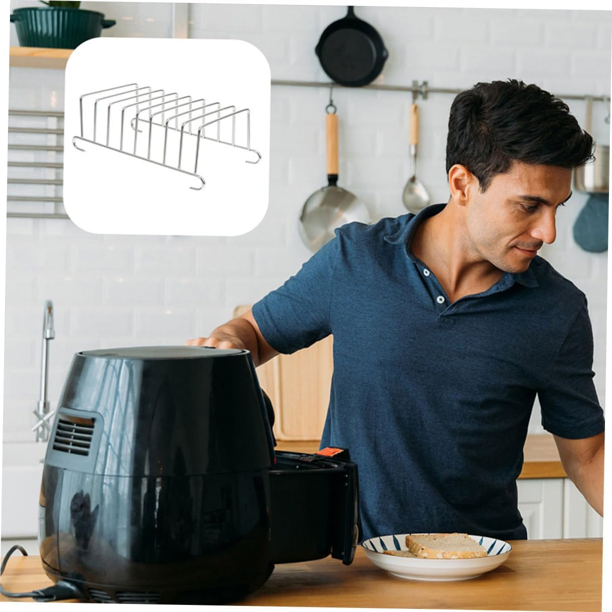 RORPOIR Air Fryer Bread Rack Toast Rack 201Ss Stainless Steel Air Fryer Accessory for Home Cooking and Meat Drying image number 2