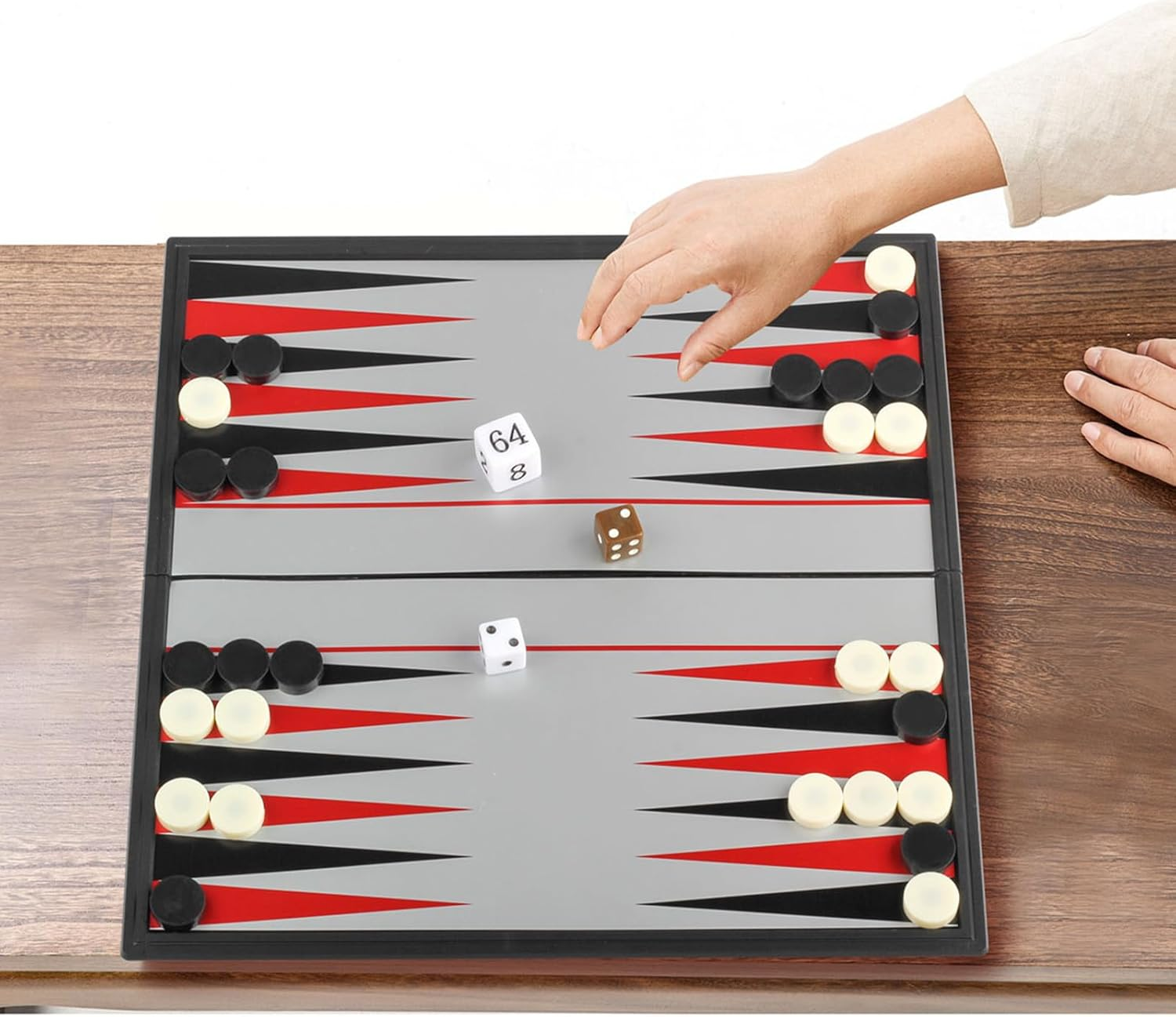 ZUNIPLEX Magnetic Backgammon Set,Dice Game,Magnetic Pieces,Small Land-Based Game,Board Game for Kids Beginner Travelling Chess Piece Set with Portable Storage Board(25Cm*25Cm) image number 1