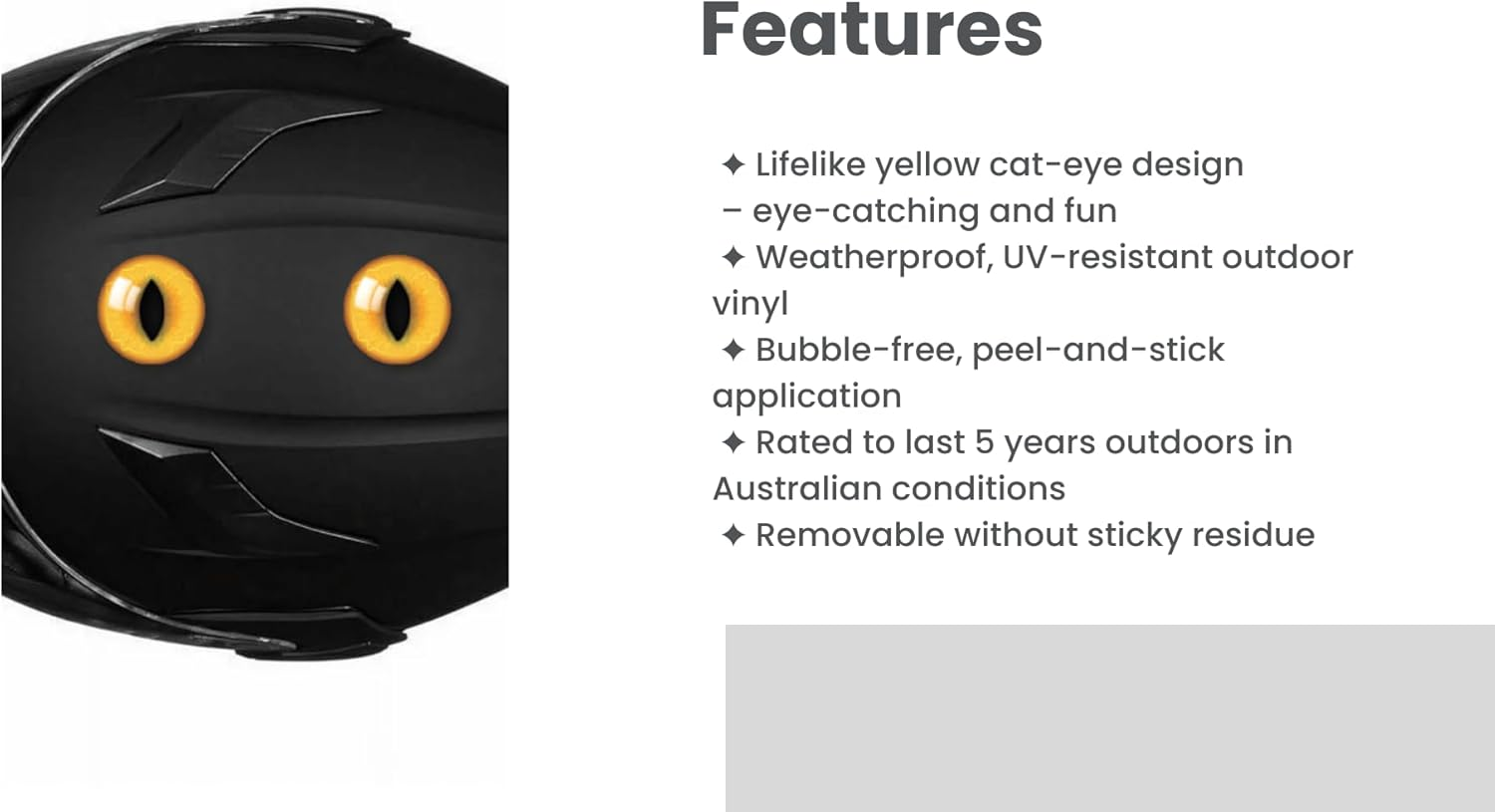 Anti-Swooping Eye Stickers, 12 Pack Cat Eye Decals, Magpie Attack Deterrent for Bike Helmet, Weatherproof Vinyl Peel and Stick, Australian Made