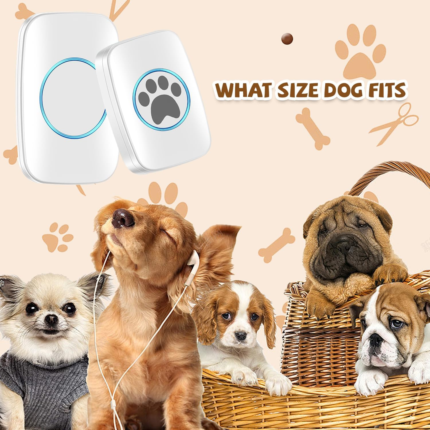 Nizirioo Wireless Training Bells for Pets: IP44 Waterproof Door Bell, Cat Bell with 60 Ringtones and 5-Level Volume Control, Dog Bell (1 X Receiver + 1 X Touch Doorbell) image number 4