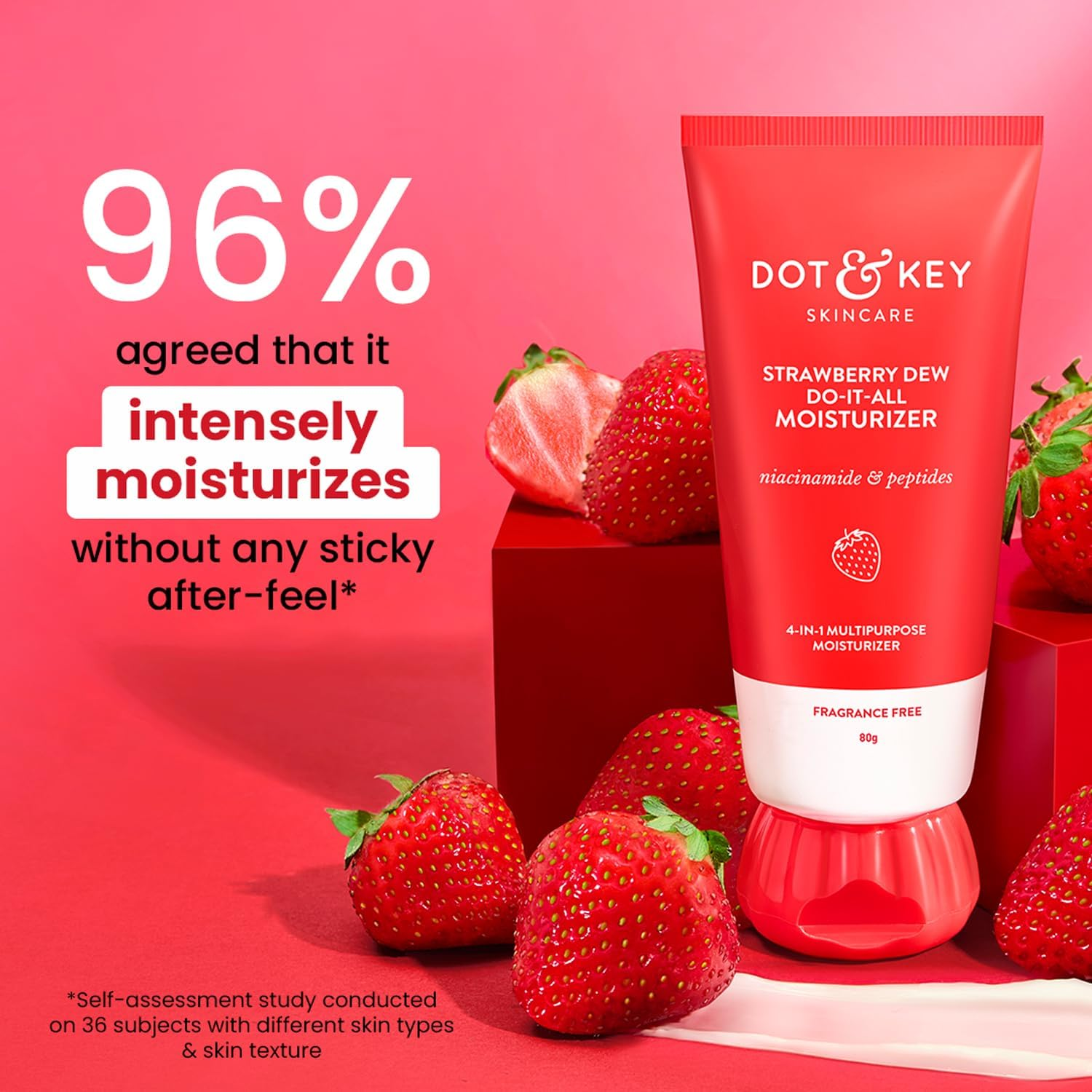 Dot & Key Strawberry Brightening Moisturizer Niacinamide, Peptides Hyaluronic Acid, Non-Sticky, Brightens Skin, Intense Moisturization Non-Comedogenic Fragrance Free, Lightweight 80G image number 1