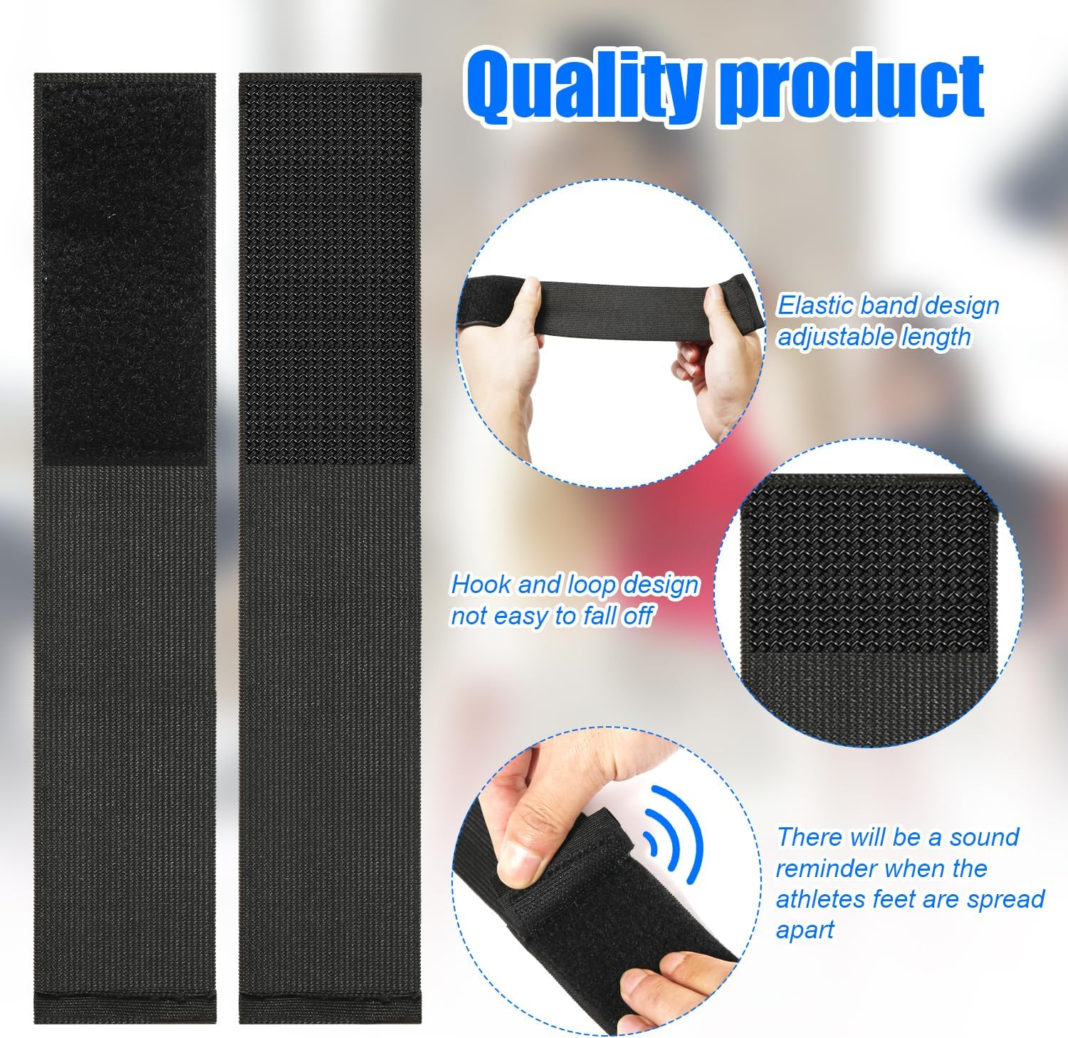 PEUTIER 2 Pairs Sticky Toes for Gymnastics, Ankle Straps Tumbling Trainer Stretch Back Handspring Trainer Gymnastics Cheerleading Dance Equipment for Girls Boys Adults Beginners Practice, Black image number 1