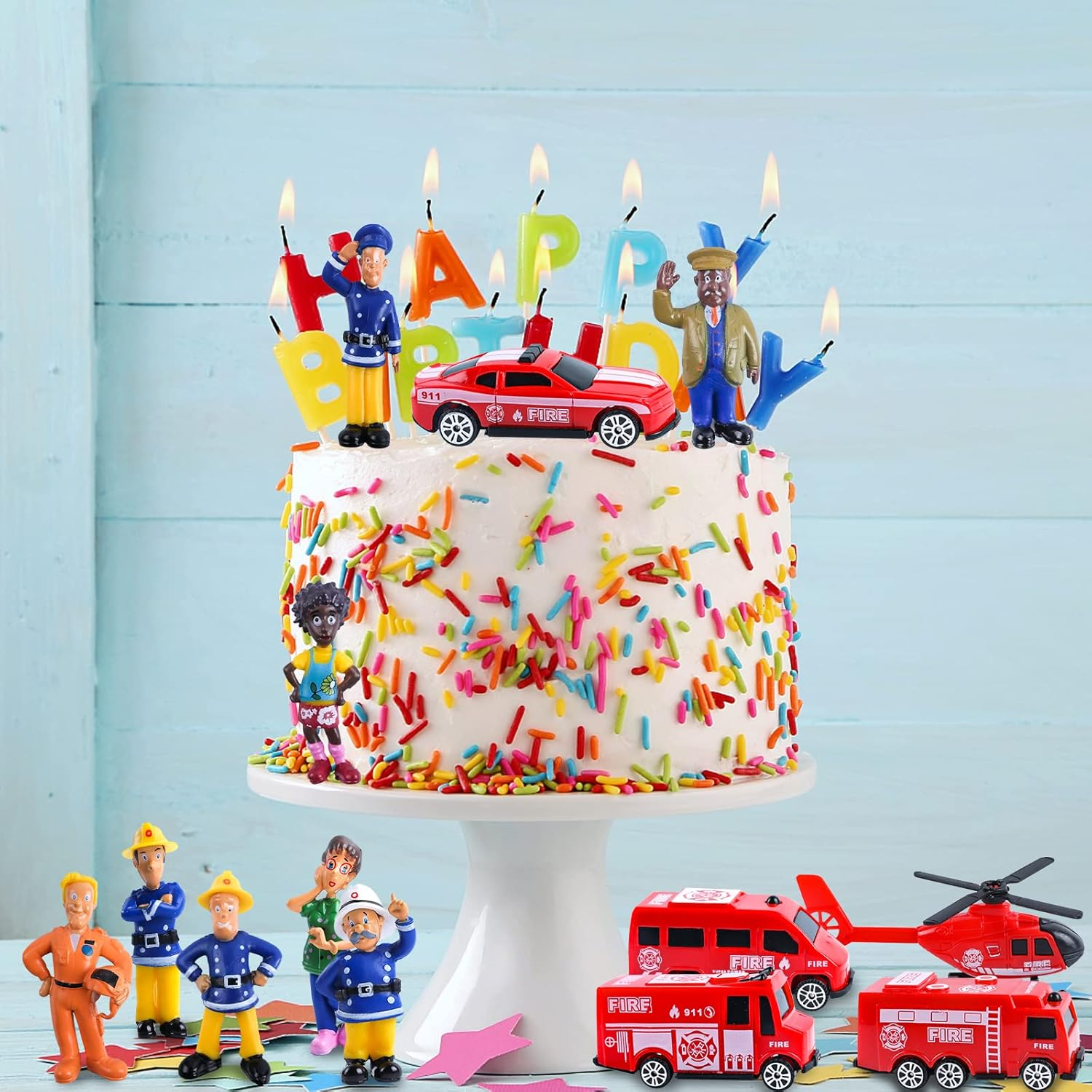 Fireman Sam Cake Decoration Set - Figures, Toppers, Birthday Accessories image number 4