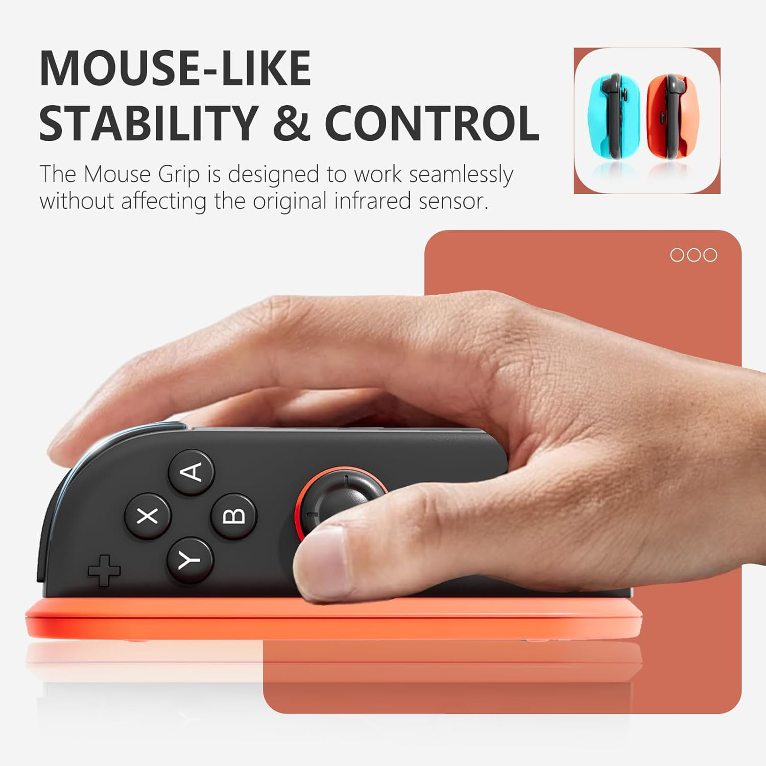 2 Pack Ergonomic FPS Mouse Grip for Nintendo Switch 2 Joy-Con &ndash; Precision Aim & Stable Control for Shooter Games &ndash; Left & Right Hand Grip Set for Enhanced Targeting, Blue&Orange image number 3