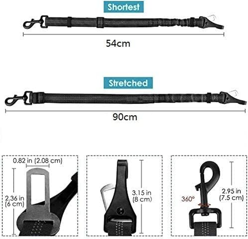 Dog Belt for Car, Seat Belt Dog Car, Seat Belt for Car, Adjustable Long and Short, Seat Belt with Rear Absorption for All Dog Breeds and Car Types (Pack of 2) image number 2