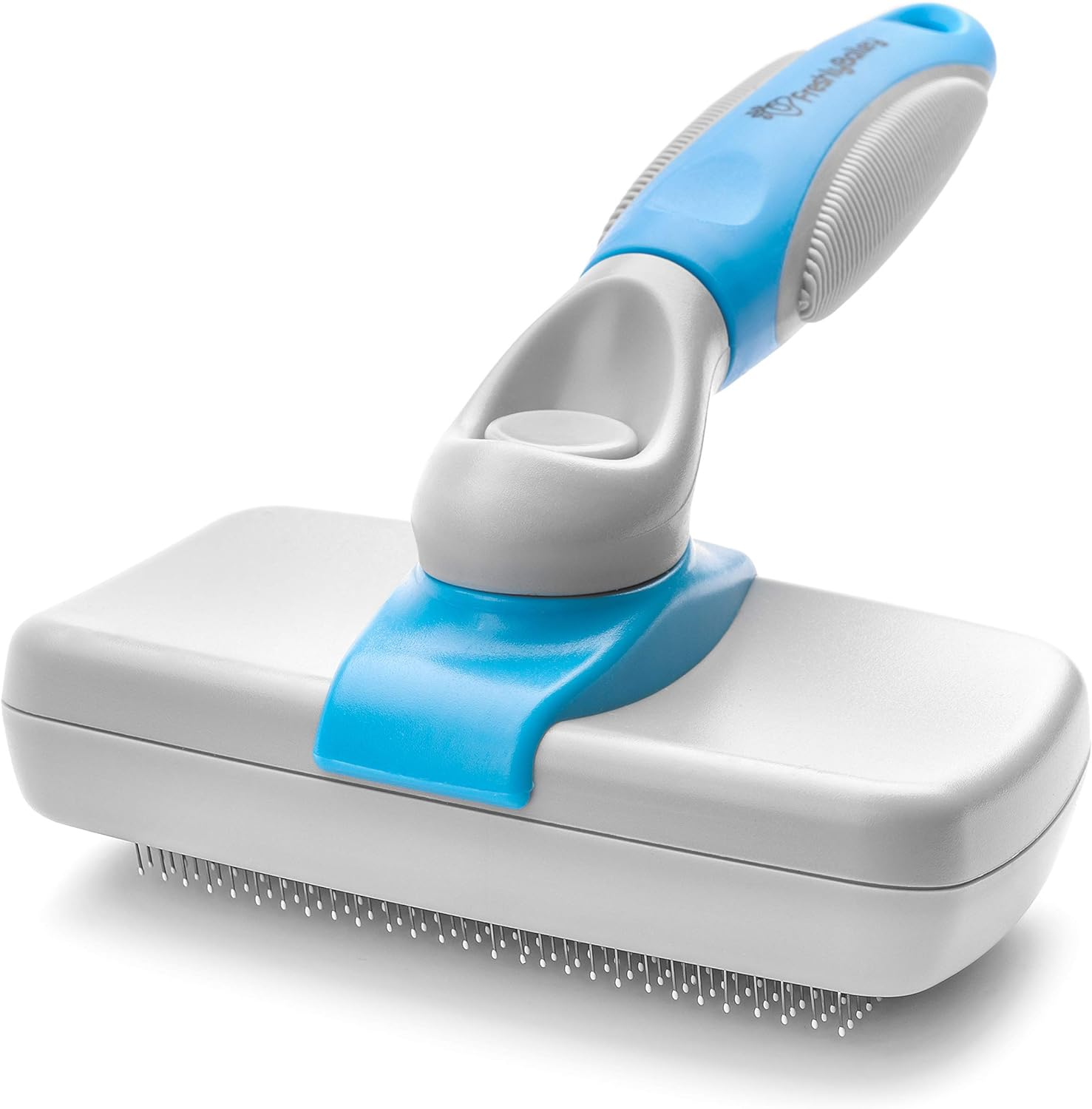 Freshly Bailey Self Cleaning Slicker Brush for Dogs and Cats - Hair Brush for Medium to Long-Haired Pets - Effective, Comfortable, and Easy to Clean - White and Blue image number 1