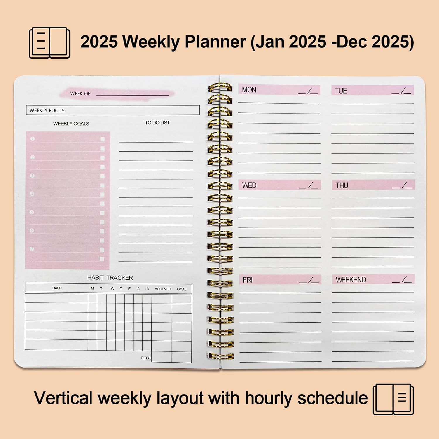 COZY CORE Undated Weekly Planner Monthly Planner,A5 to Do List Planner Spiral Notebook with Habit Tracker, Budget Organizer, Expense Tracker, Goal Setting, 5.7 X 8.0 Inches image number 2