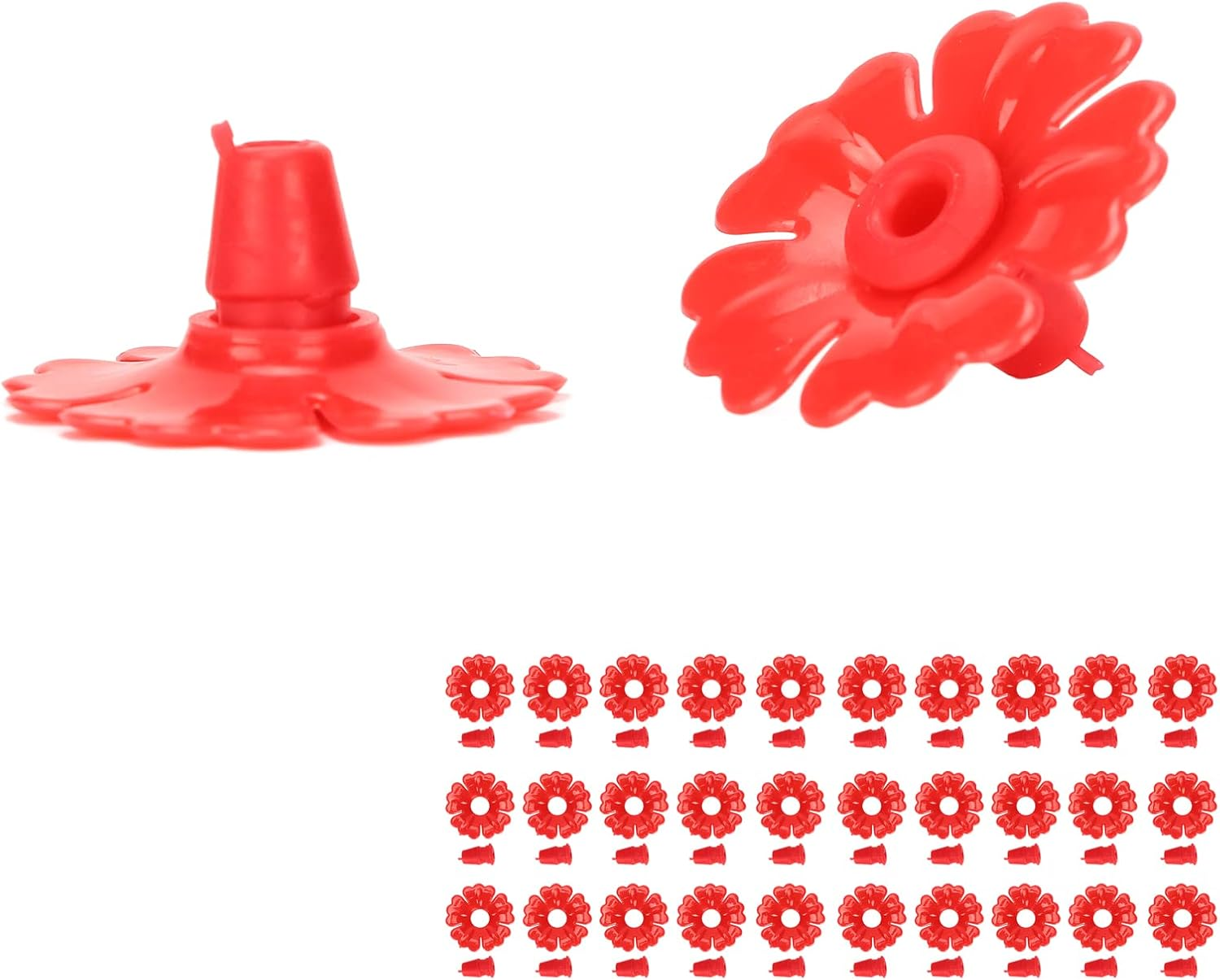 Eosnow 30 Set Hummingbird Feeder Flowers Hanging Bird Feeding Ports Replacement Parts Garden Supplies (Red) Best-1 Hummingbird Feeder Parts Replacement Parts Golf Cart Accessories image number 2