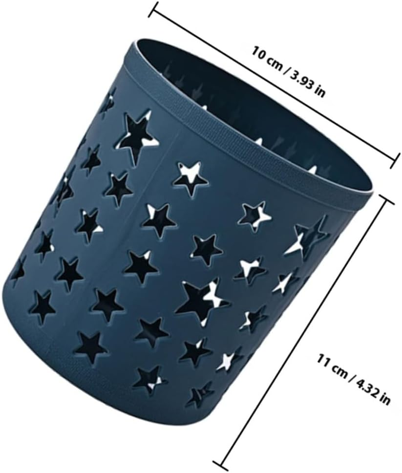 AMUSLESUR Pencil Holder Desk Organizer 8Pcs round Plastic Pen Containers for Office and Home with Hollow Star Design in Teal Amber White Green image number 4