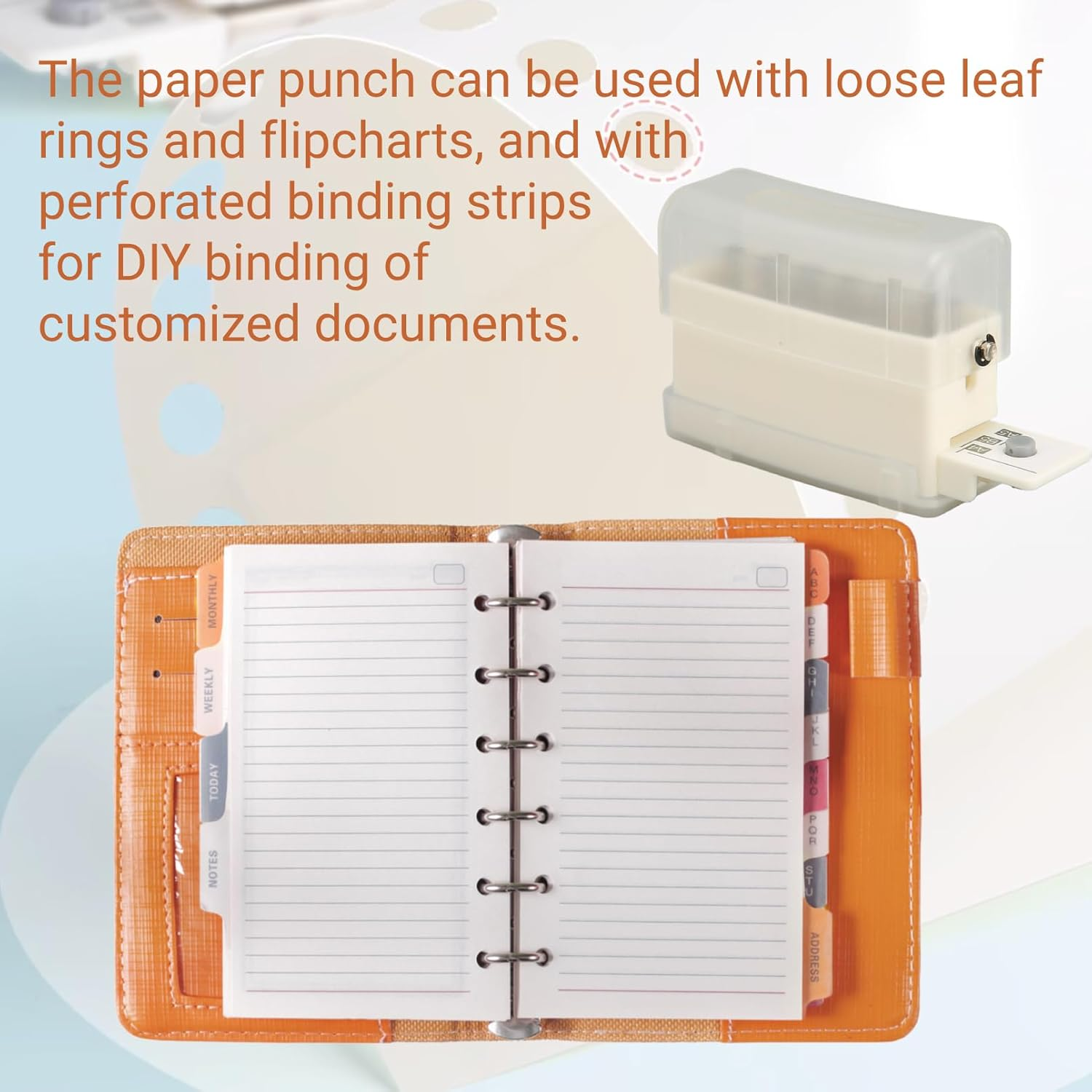 6 Hole Manual Punch, Manual Operation Hole Puncher, Portable ABS Hole Punch for Notebook Scrapbook Binders 7Mm Punching Depth - Lucency image number 6