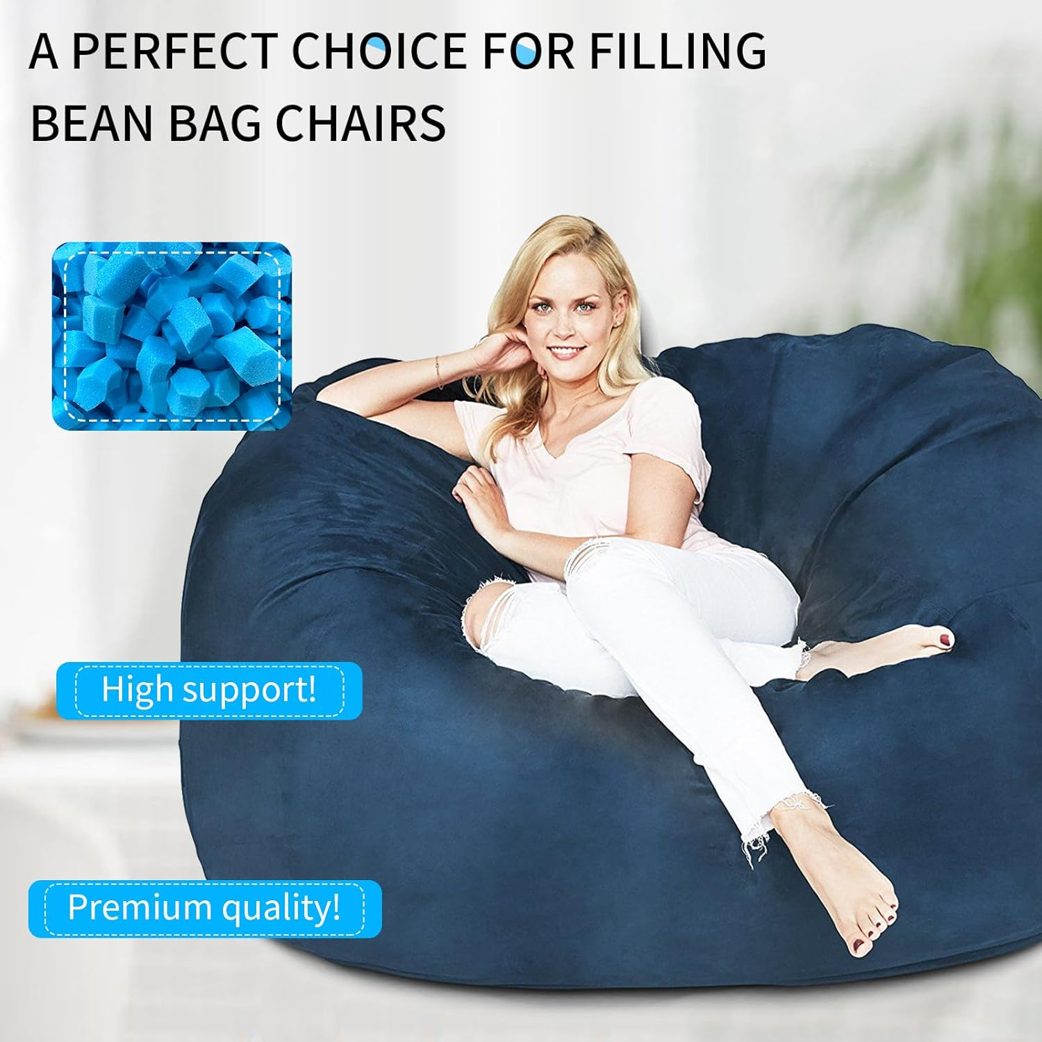 10Lbs Bean Bag Filler, Bean Bag Filling, Pillow Bean Bag Stuffing, Shredded Memory Foam Filling, Punching Bag Filler, Foam Refill for Couch/Stuffed Animal Stuffing, Added Gel Particles image number 4