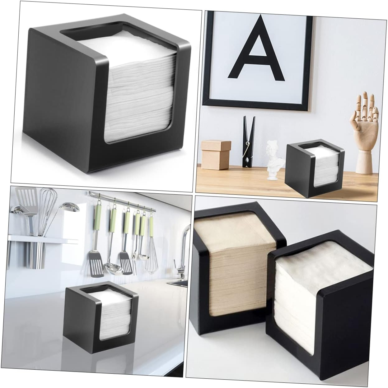 Luxshiny 1Pc Modern Black Acrylic Tissue Box Stylish Tissue Dispenser Holder for Dining Room Bathroom and to Use Extraction Neat and Convenient Design image number 5