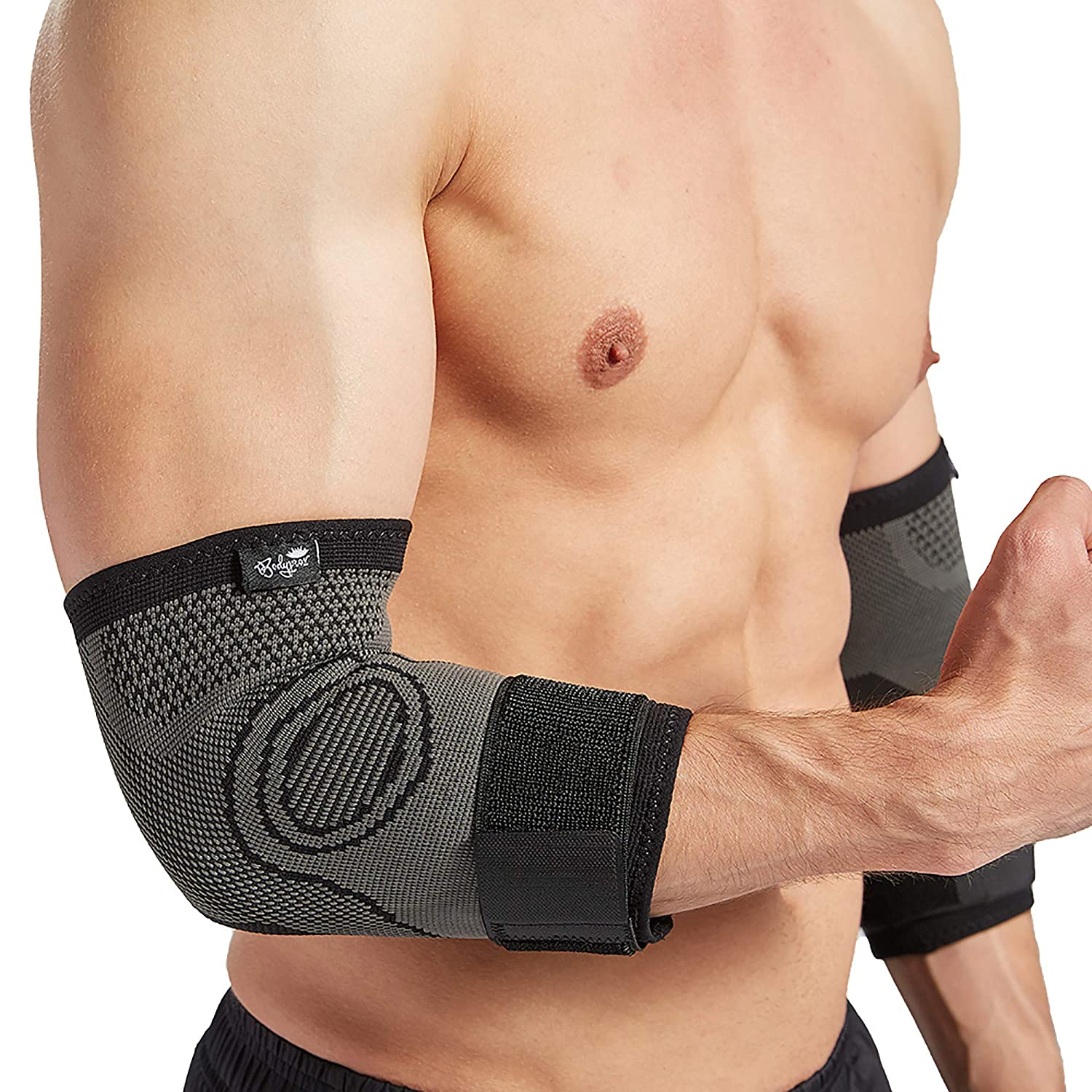 Elbow Brace with Strap for Tendonitis 2 Pack, Tennis Elbow Compression Sleeves, Golf Elbow Treatment (Large) image number 4