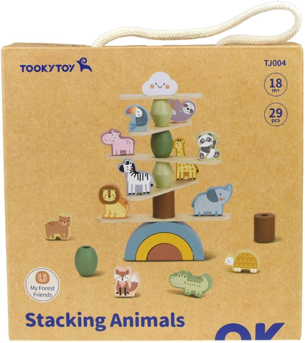 Tooky Toy My Forest Friends Stacking Animals | FSC Certified Wooden Balancing & Lacing Game | Fine Motor Skill Toy for Toddlers & Kids | Child-Safe Non-Toxic Paint | Ages 3+ | Imaginative Play Set image number 3