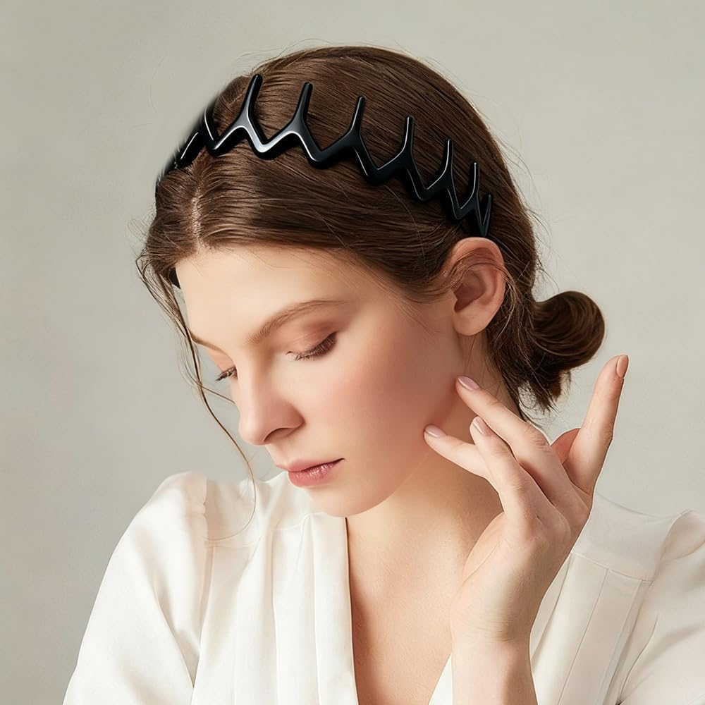 6 Pcs Zig Zag Headband,Headband with Teeth,Non Slip Plastic Headbands,Wavy Teeth Zigzag Headbands Fashion Effortless Hairband Hair Accessories for Women Men Teen Girls