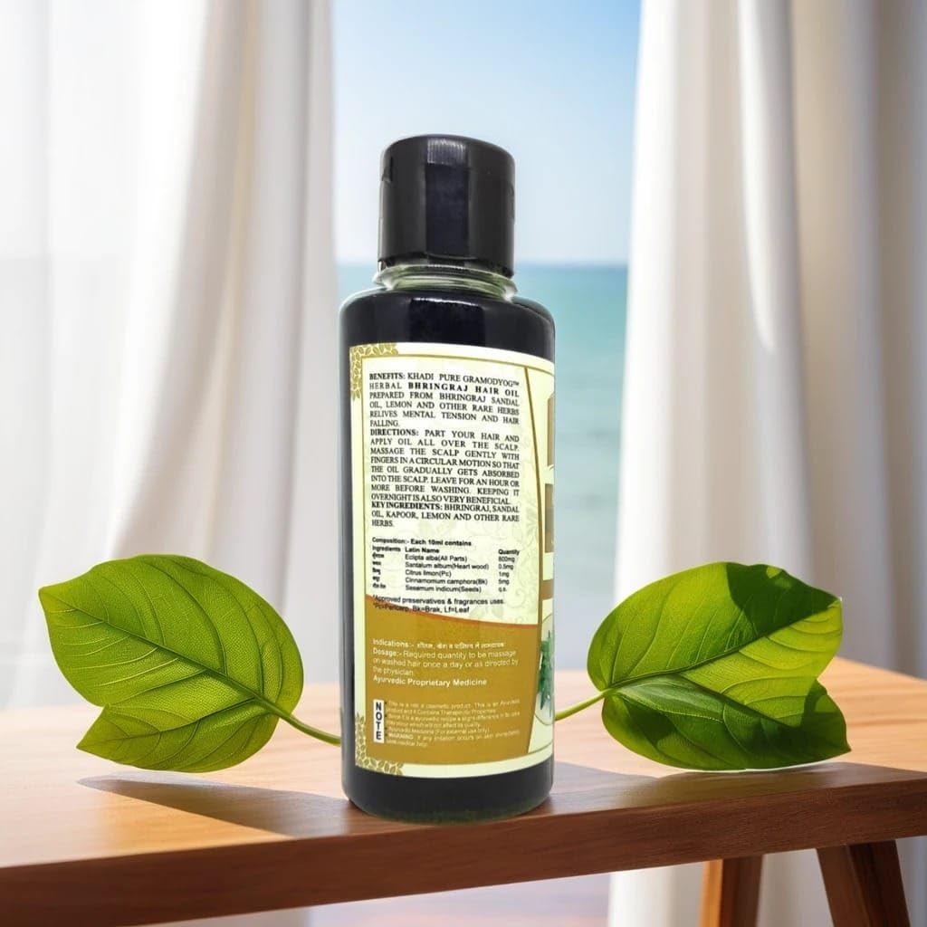 Khadi Pure Bhringraj & Vitalising Hair Oil, 210 Ml (Pack of 4) image number 5