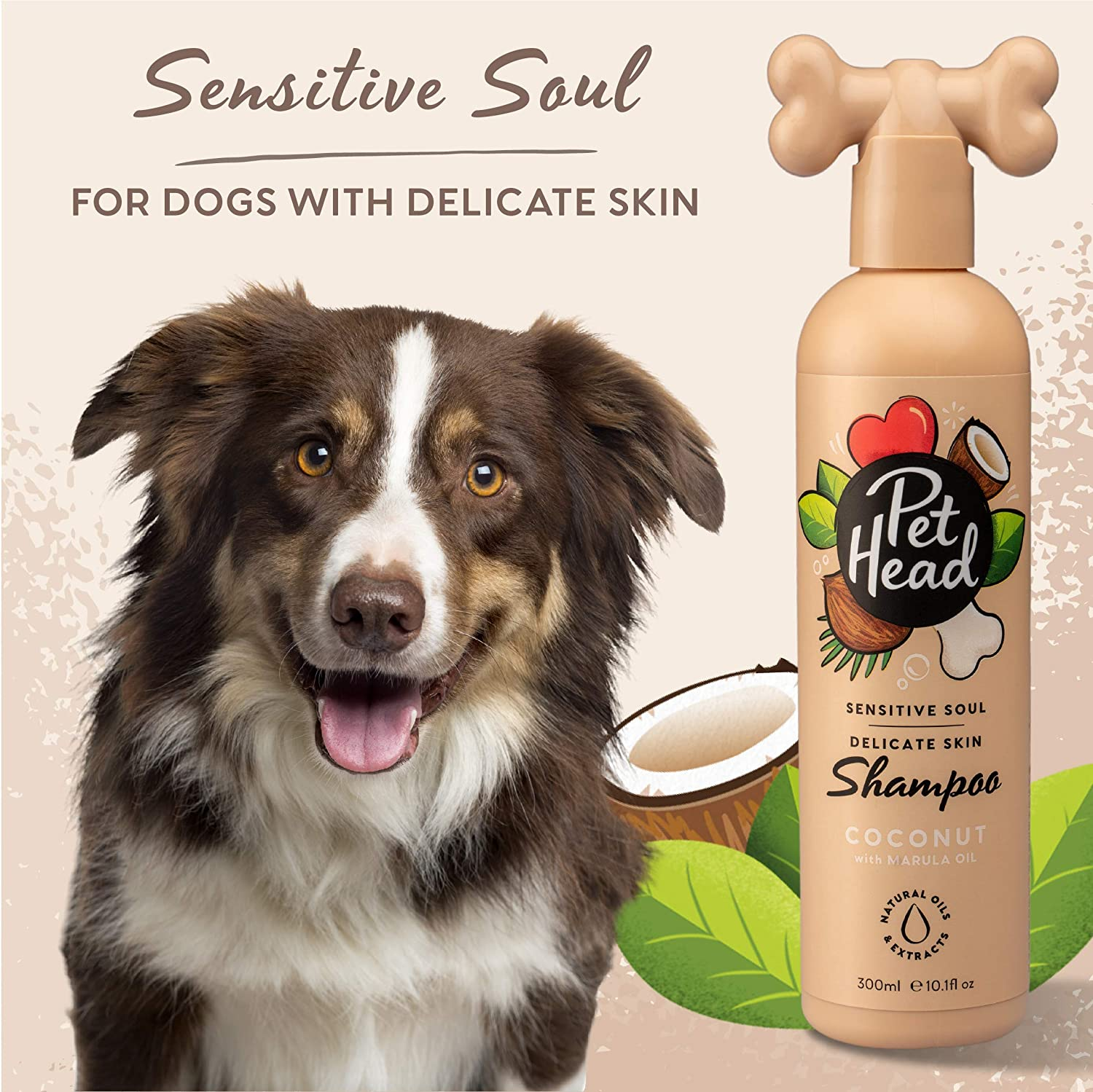 Pet Head Dog Shampoo, Sensitive Soul Shampoo for Dogs with Sensitive Skin, Hypoallergenic Coconut