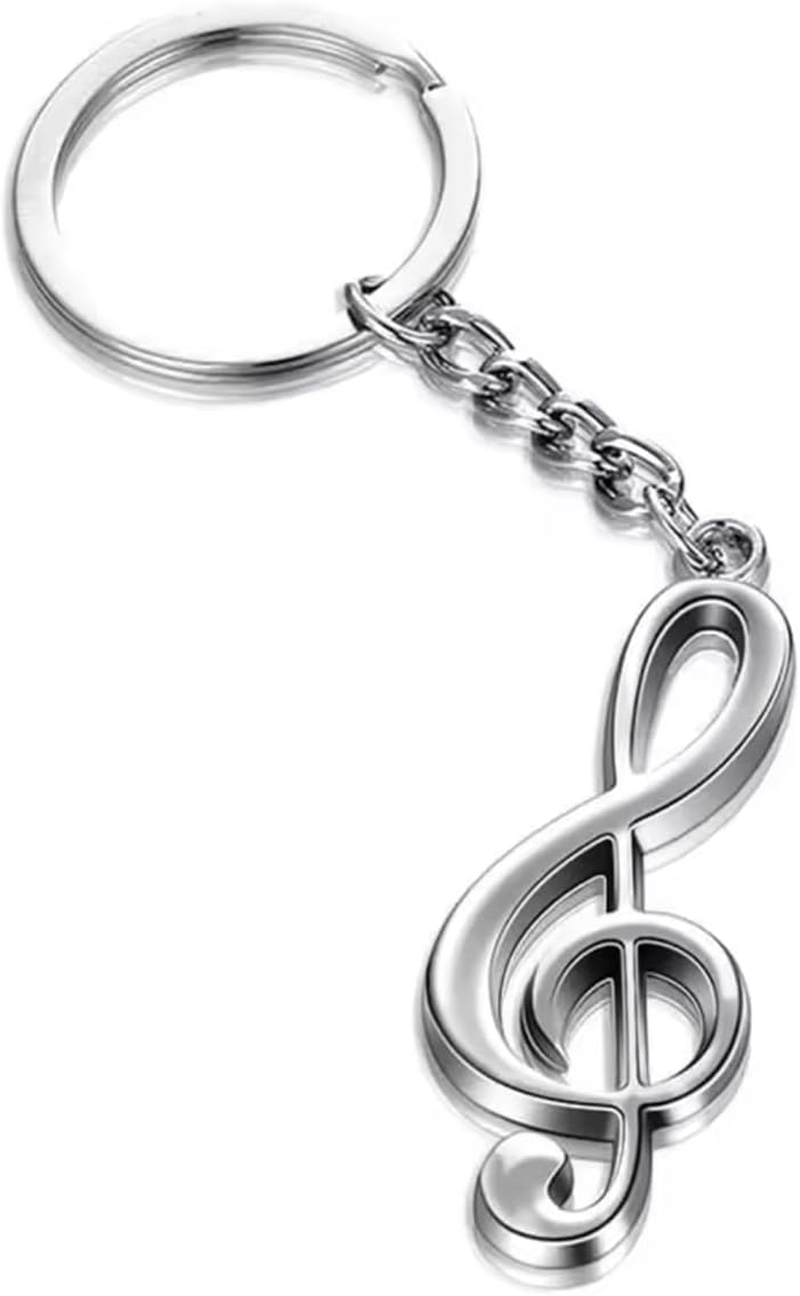 3-Pack Silver Music Note Charm Pendant Keychain Key Ring for Music Lovers image number 1