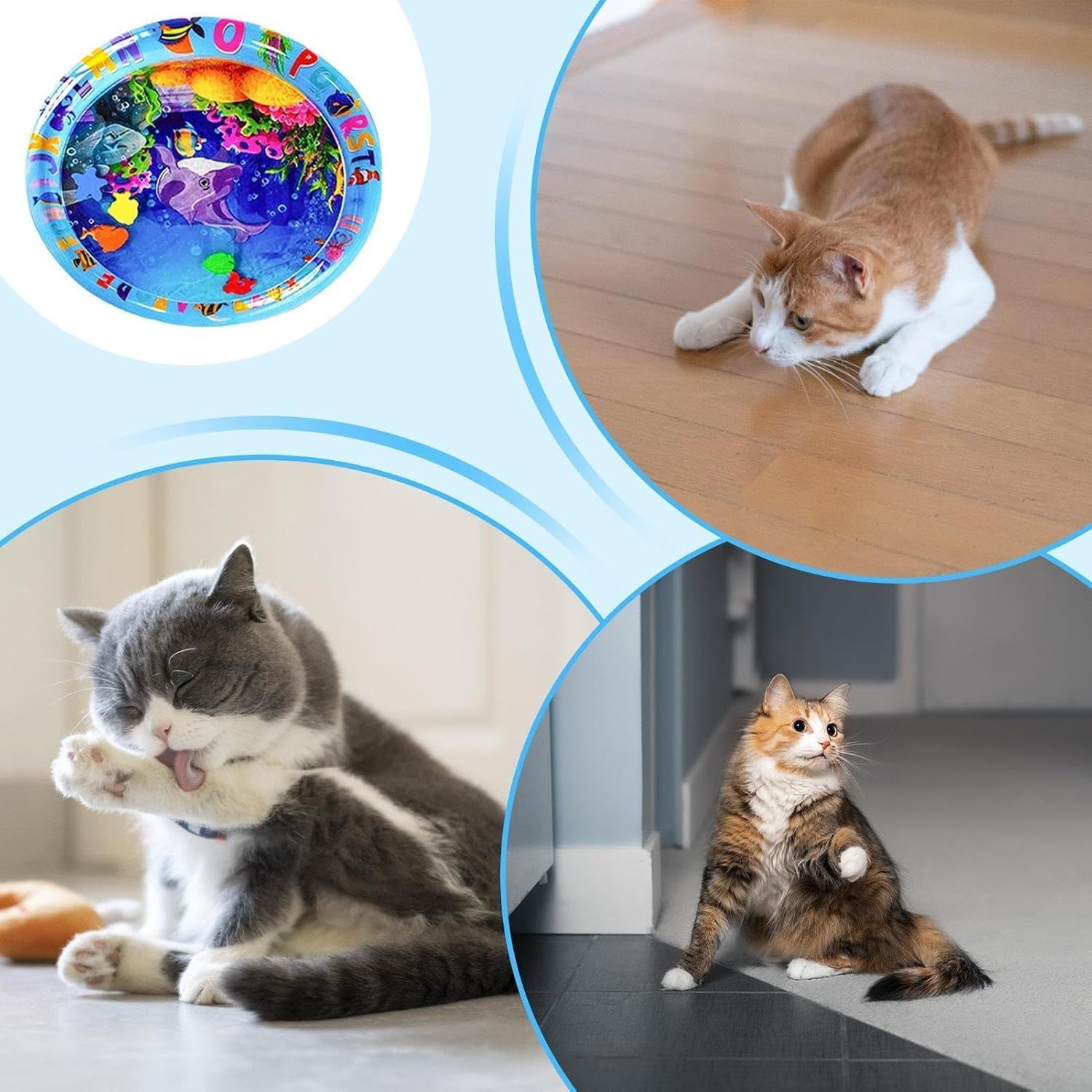 Sensory Water Play Mat for Cats - Cooling Comfort Inflatable Pet Toy with Dolphin Design - 65Cm image number 5