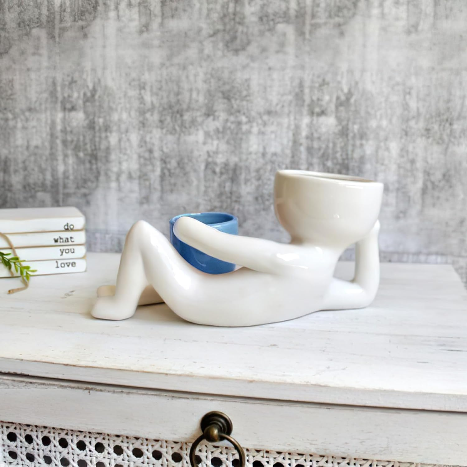 Lazy Guy Planter,Lazy Guy Planter Pots,Funny Succulent Pot,Funny Planters for Indoor Plants,Plant Container,Succulent Plant Potted Planters,Creative Miniature Flowerpot,Resin Flower Pot Ornament image number 3