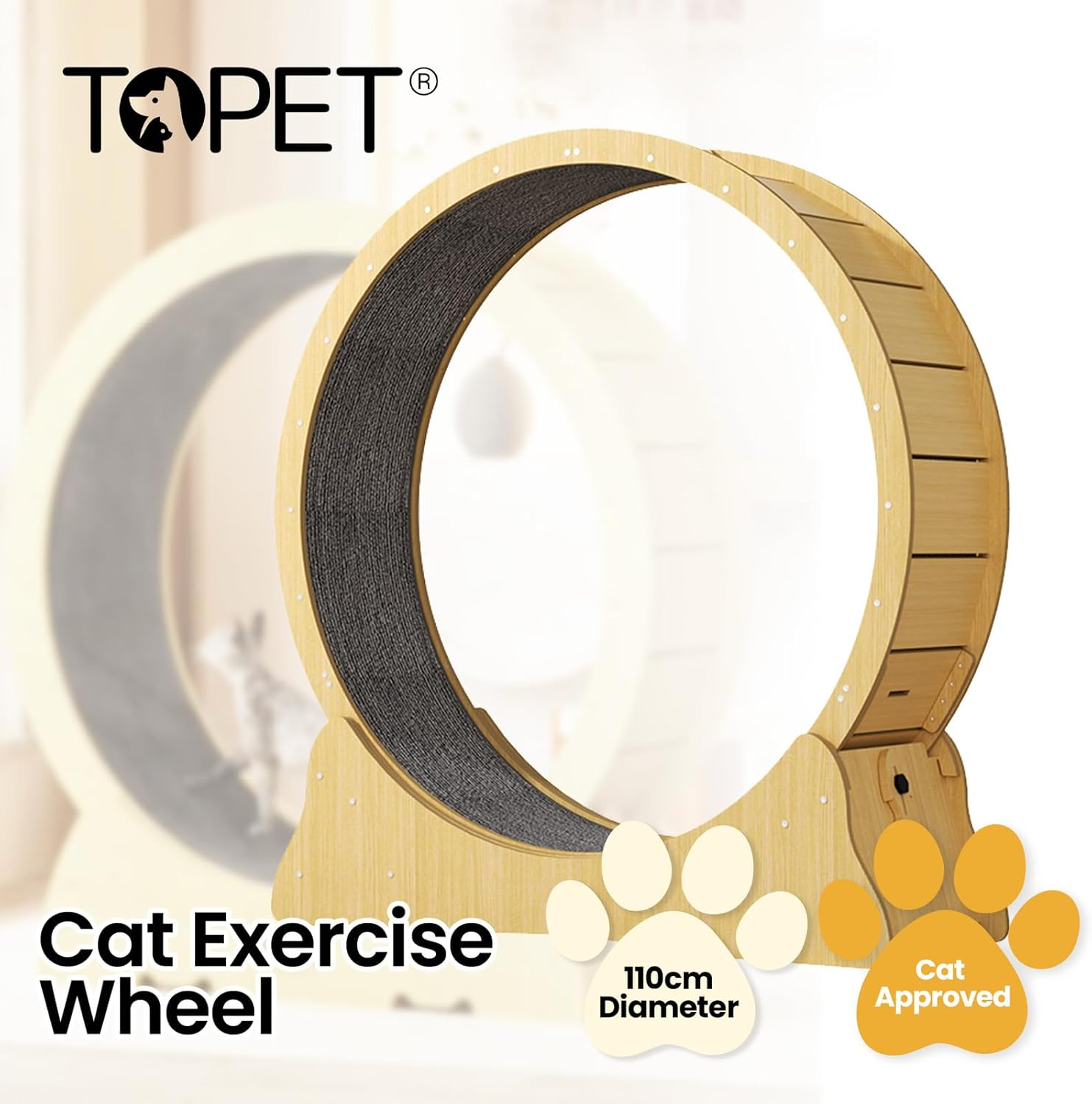 Cat Exercise Wheel Toy Running Exerciser Treadmill Scratcher Board|Cat, Kitten Running Spinning and Scratching Fun Wheel - 110Cm image number 5