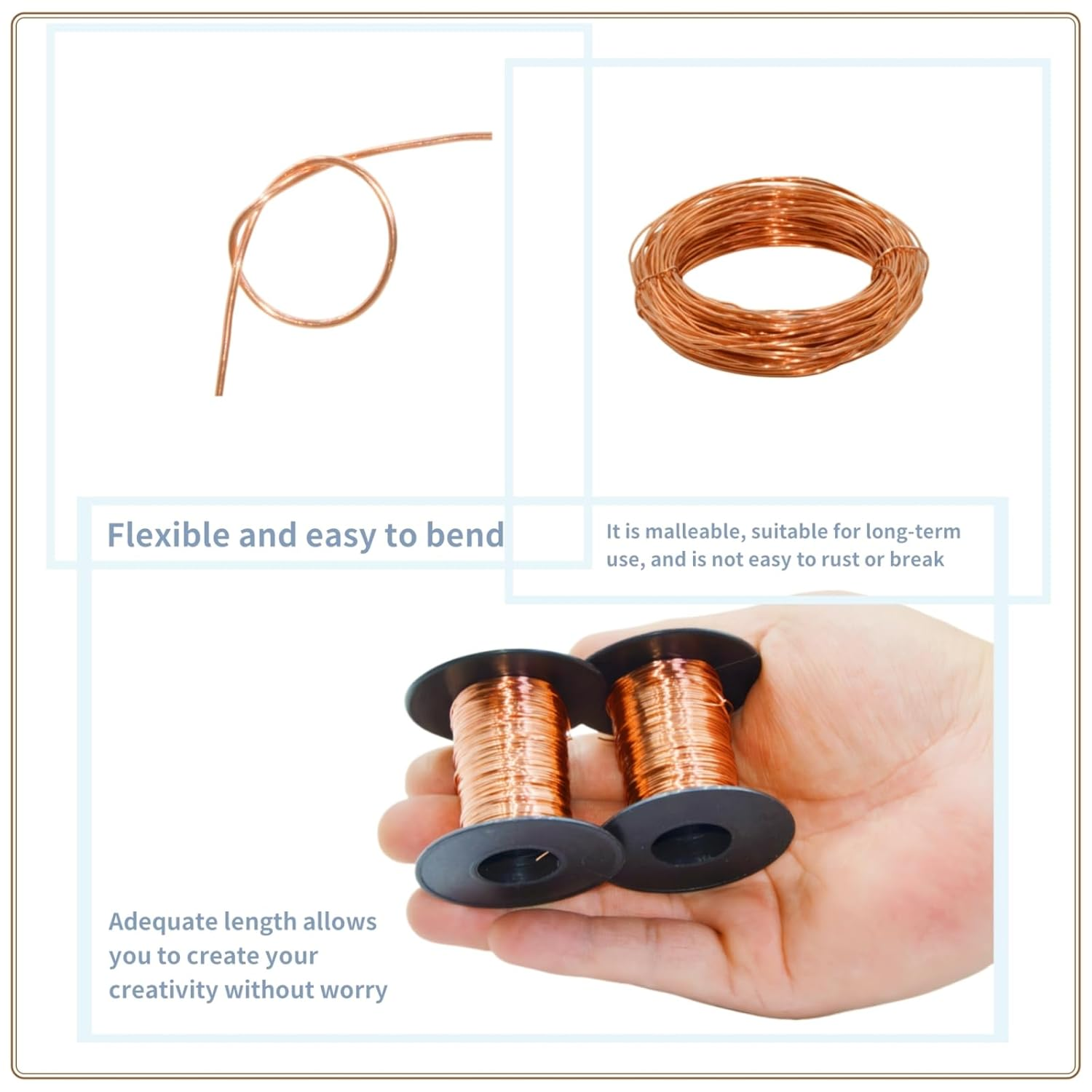 Wlzll 99.9% Pure Copper Wire Set | 20 Gauge (0.8Mm) 18.3M & 24 Gauge (0.5Mm) 30.5M | Non-Insulated High Conductivity Copper Wire for Electrical, DIY, Jewelry, Gardening |, Rohs Compliant