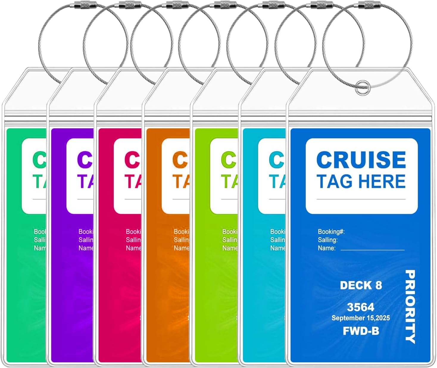 COZY CORE 7 Pack Cruise Luggage Tags for Cruise Ship Essentials for Carnival, NCL, Princess, MSC Cruise Ships image number 4