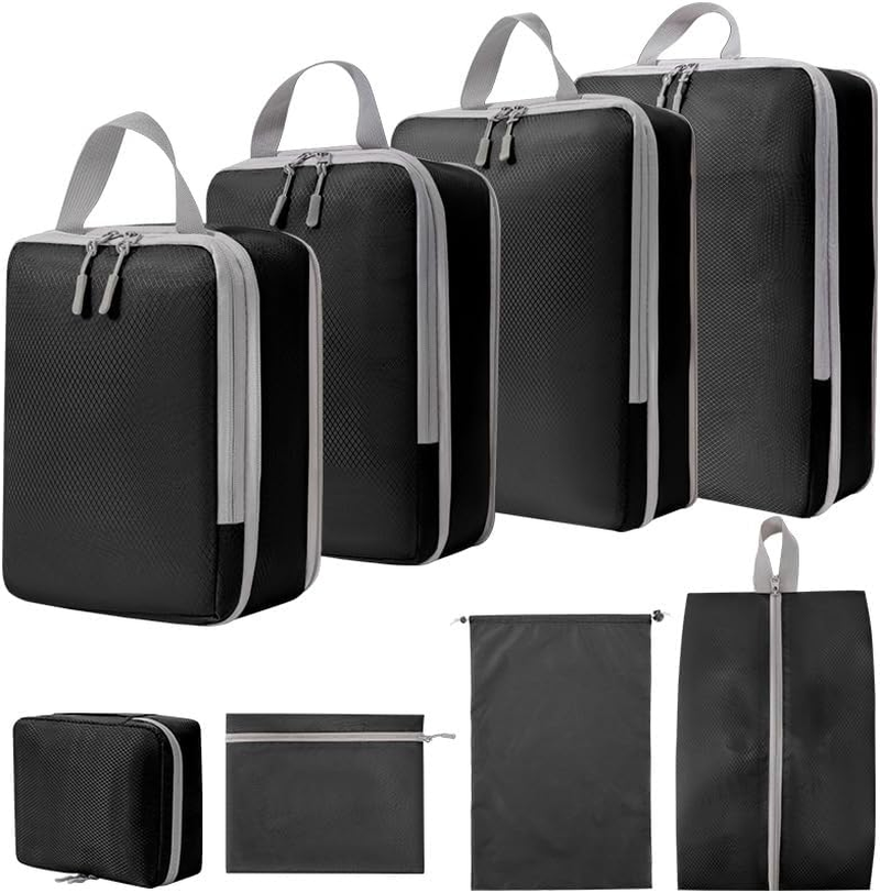 Unipro GOODS- Travel Bag Luggage Organizers 8 Piece Set- Compression Packing Cubes for Suitcases, Drawstring Pouch and Shoe Bag, Travel Accessories, More Lightweight and Durable image number 5